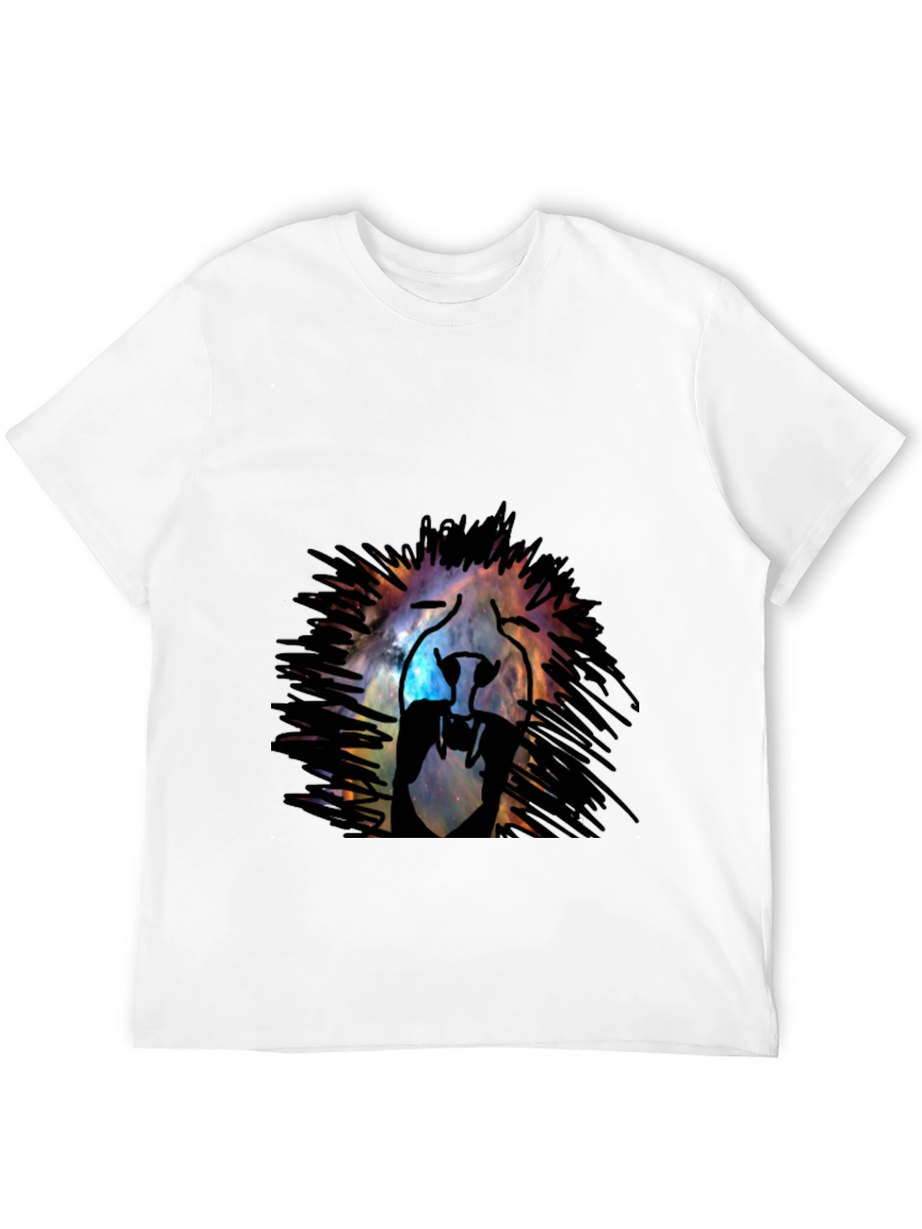 Black Galaxy Lion Graphic Tee - Black Cotton T-Shirt view 12