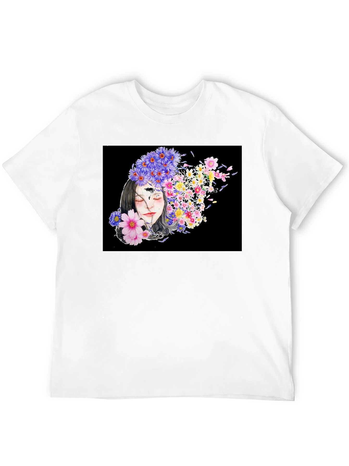 Black Floral Woman Black T-Shirt view 12