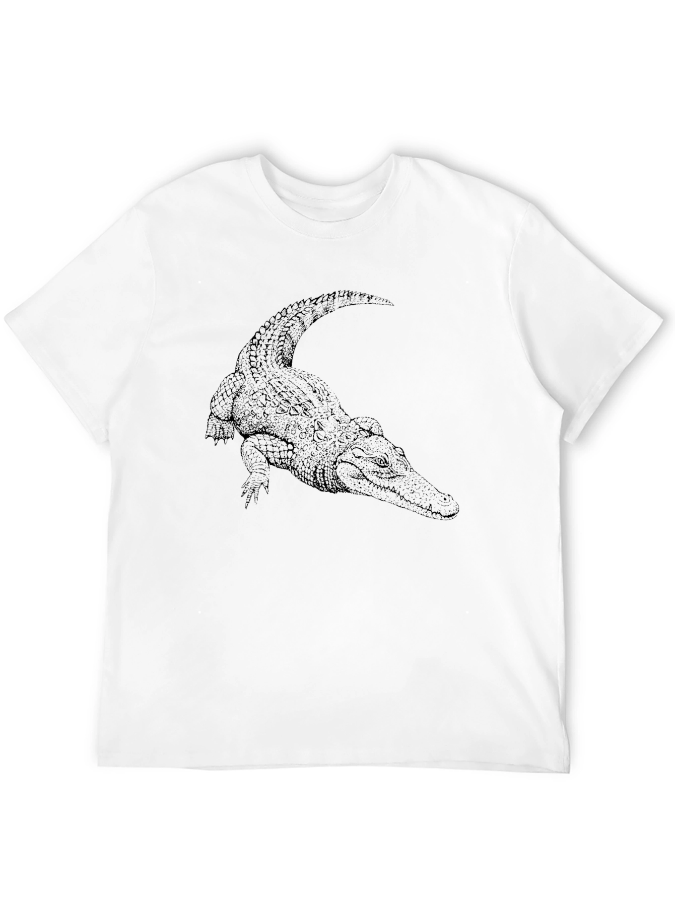 Black Cool Crocodile Graphic Tee - Black Cotton T-Shirt view 12