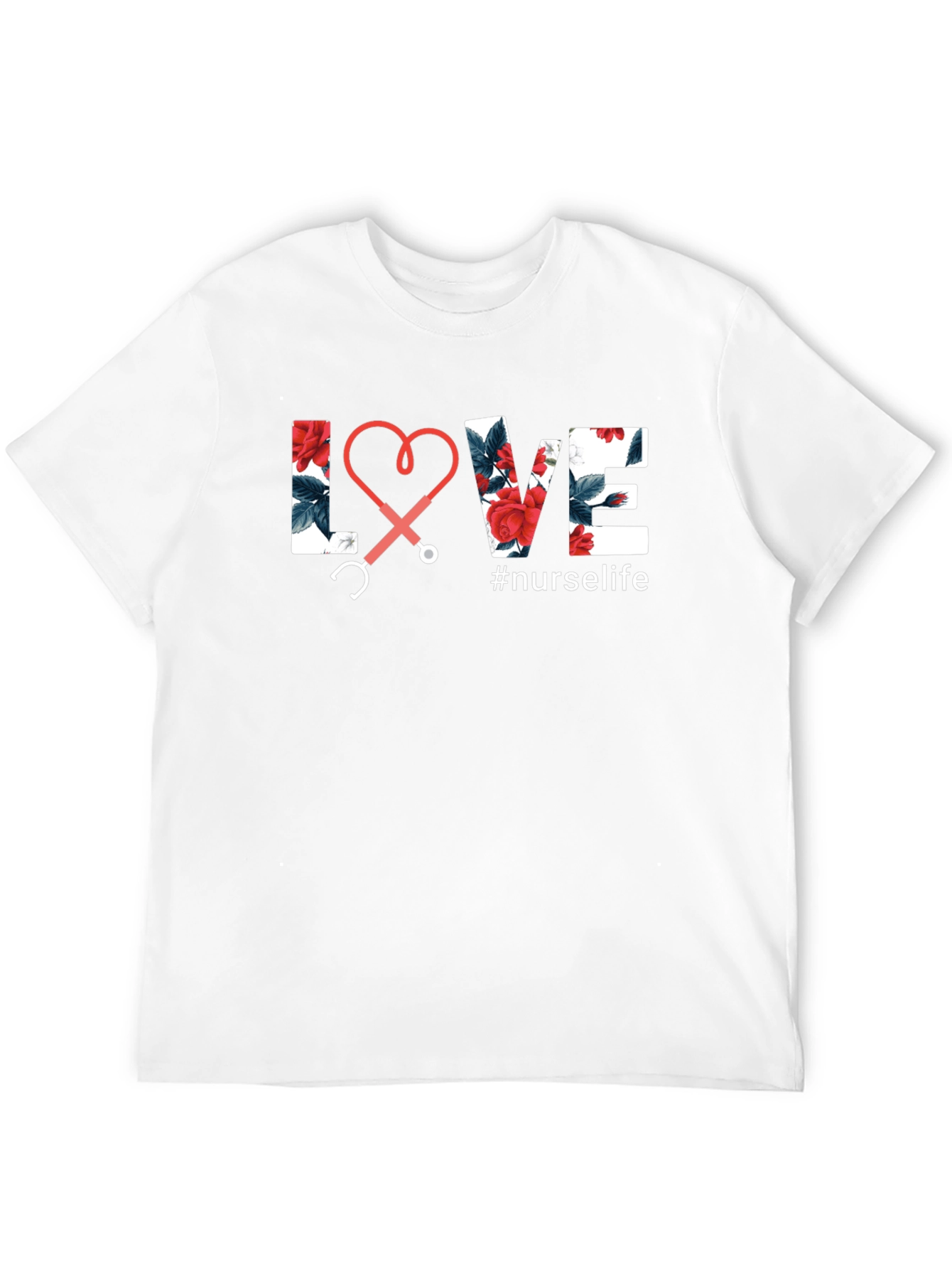 Black Nurse Life Floral Love Stethoscope Tee view 12