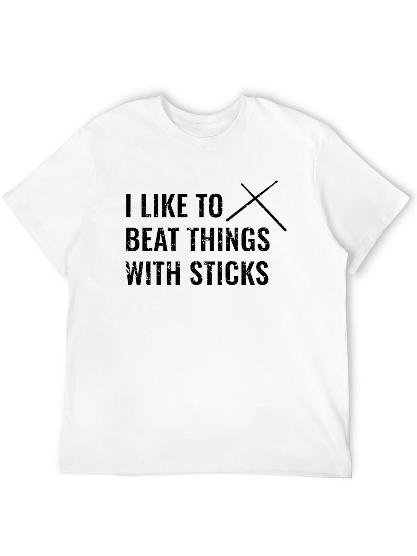 Black I Like To Beat Things With Sticks Black T-Shirt view 12