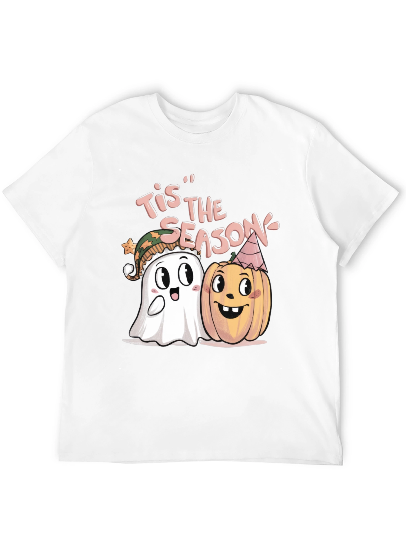 Black Tis' the Season Halloween Ghost & Pumpkin T-Shirt view 12