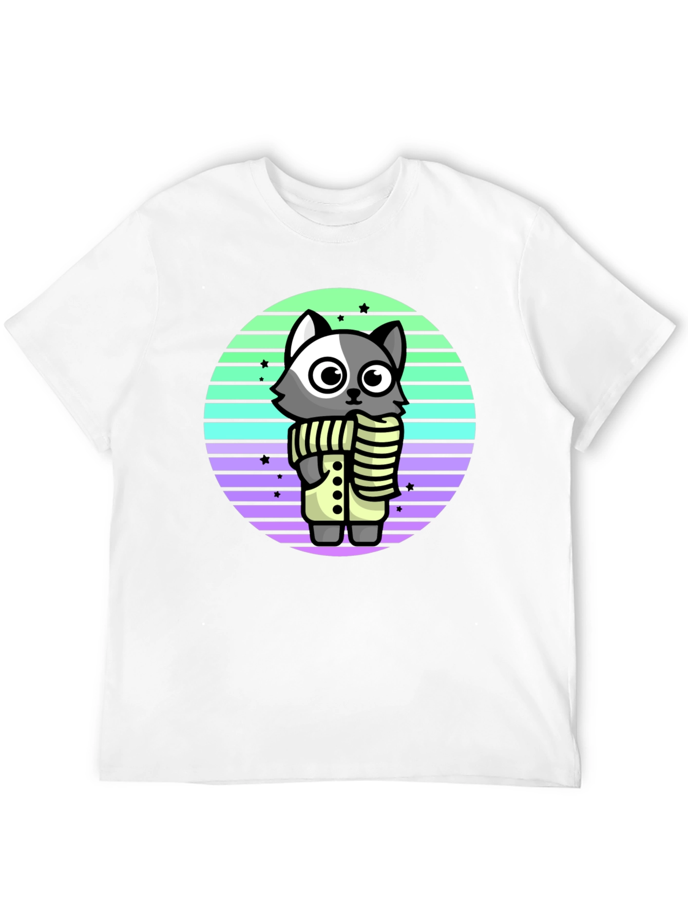 Black Cute Raccoon T-Shirt - Retro Style view 12