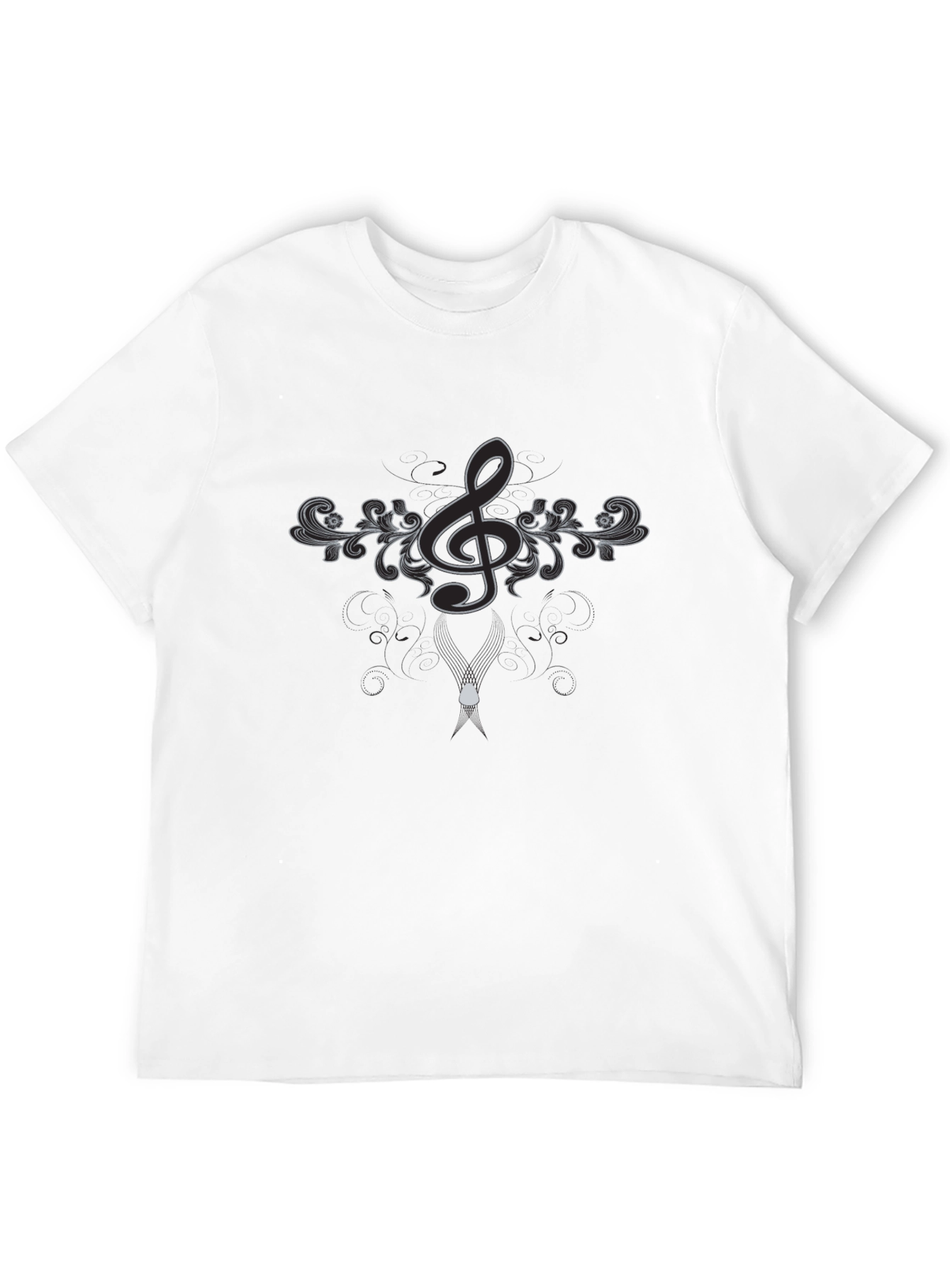 Black Elegant Music Note T-Shirt view 12