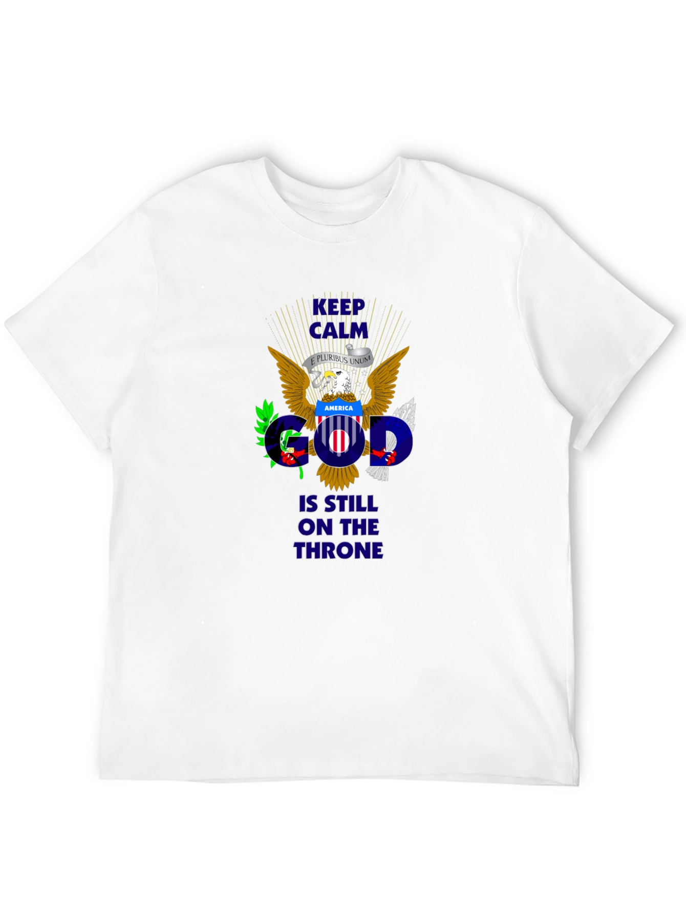 Black Keep Calm God On Throne Patriotic T-Shirt view 12