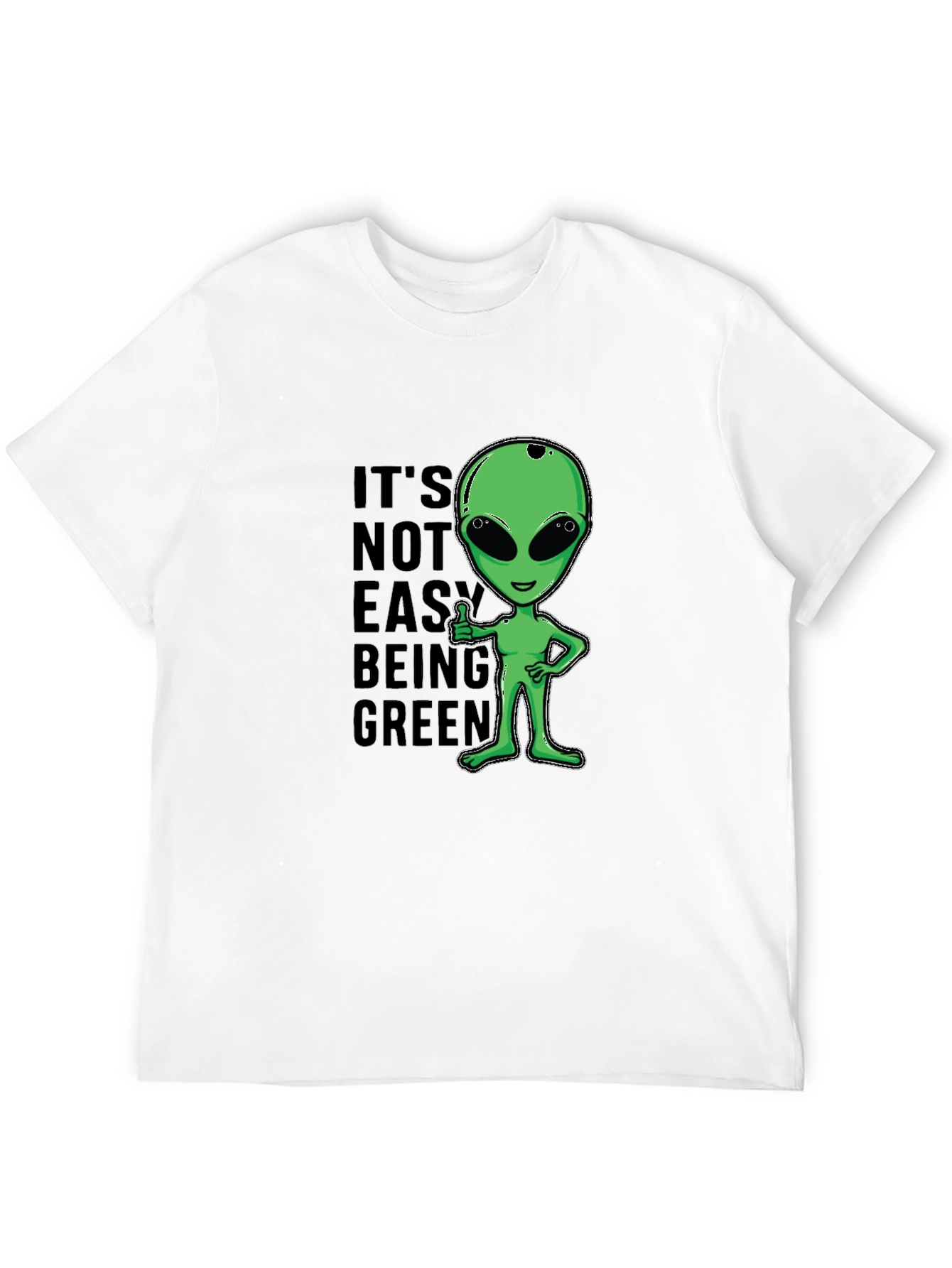 Black It's Not Easy Being Green Alien Graphic T-Shirt view 12