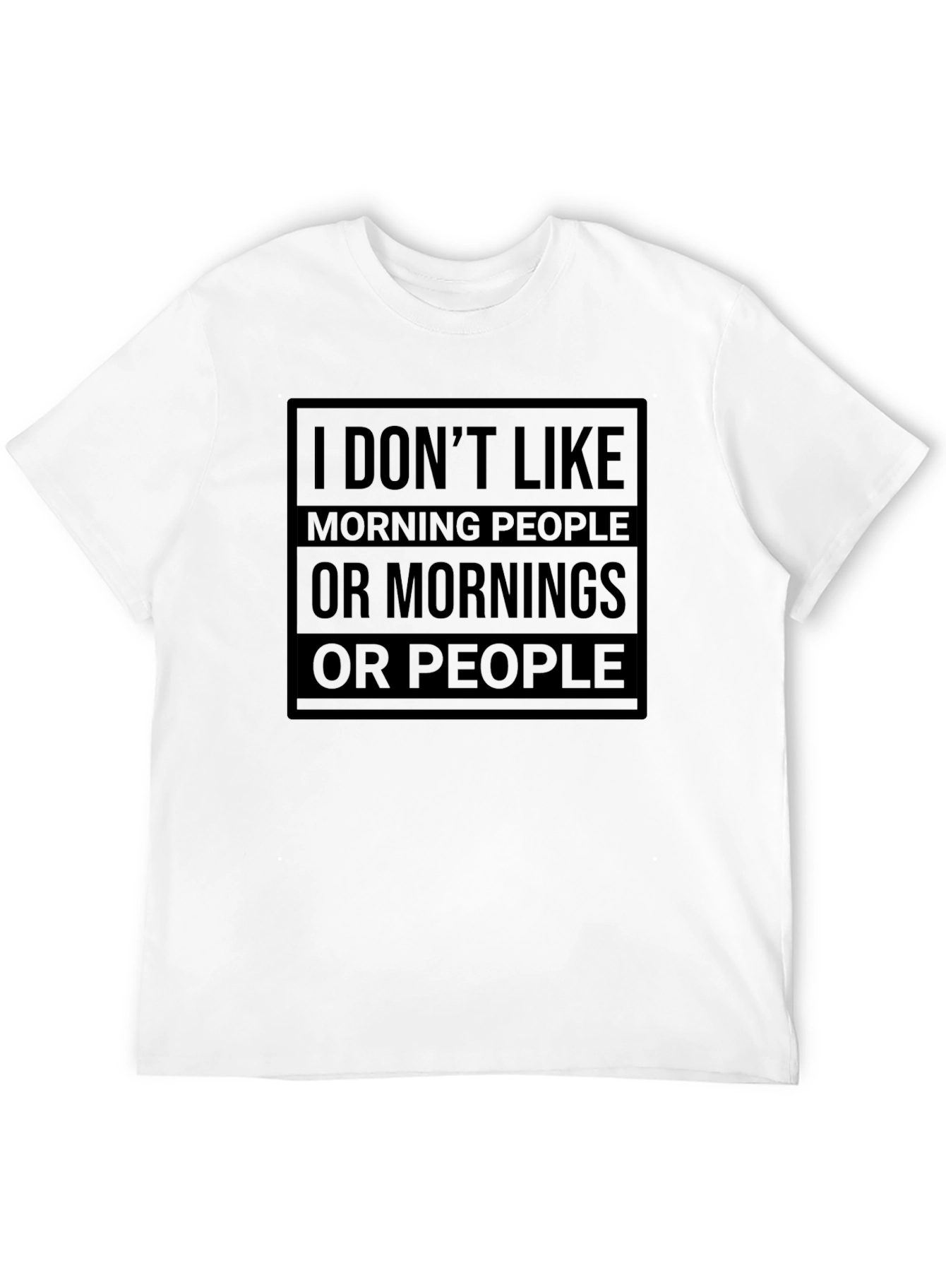 Black Funny "I Don't Like Mornings" Graphic T-Shirt view 12