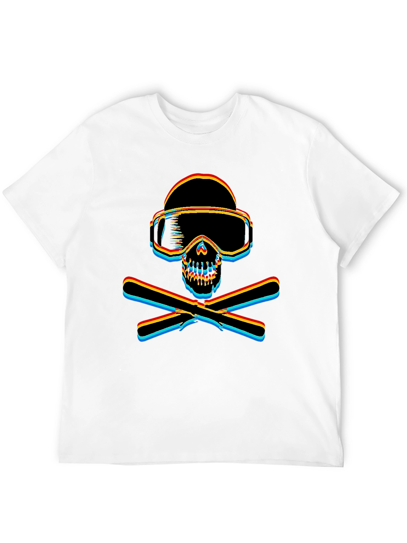 Black Ski Skull Graphic Tee - Black Cotton T-Shirt view 12