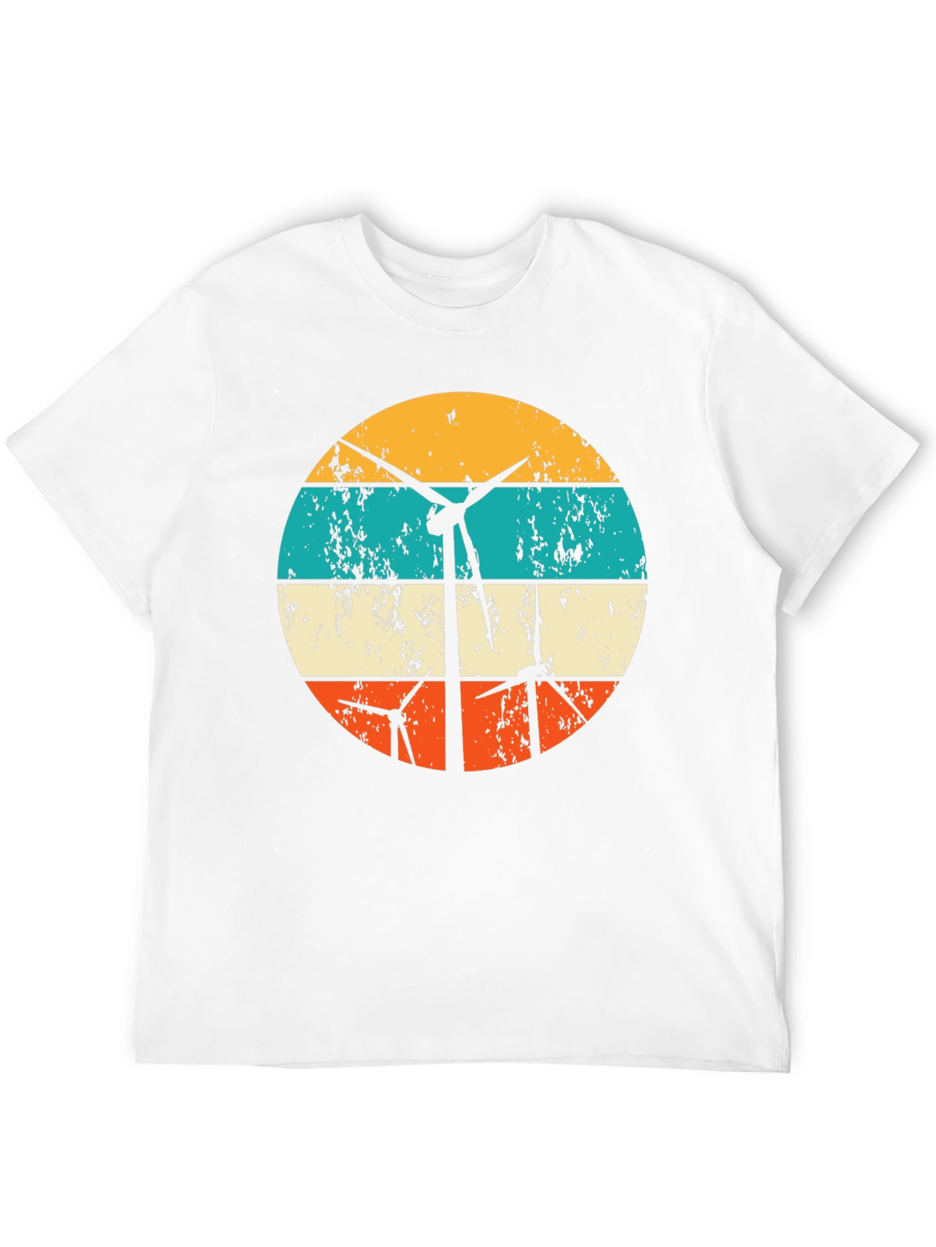 Black Retro Wind Turbine Graphic Tee - Black view 12