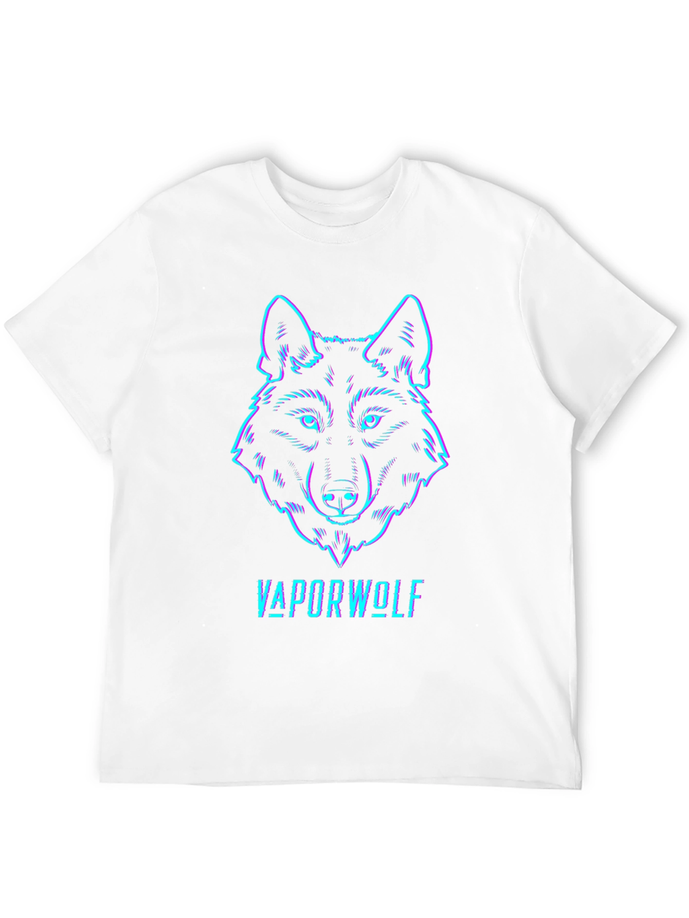 Black Vaporwave Wolf Graphic Tee - Black Cotton T-Shirt view 12