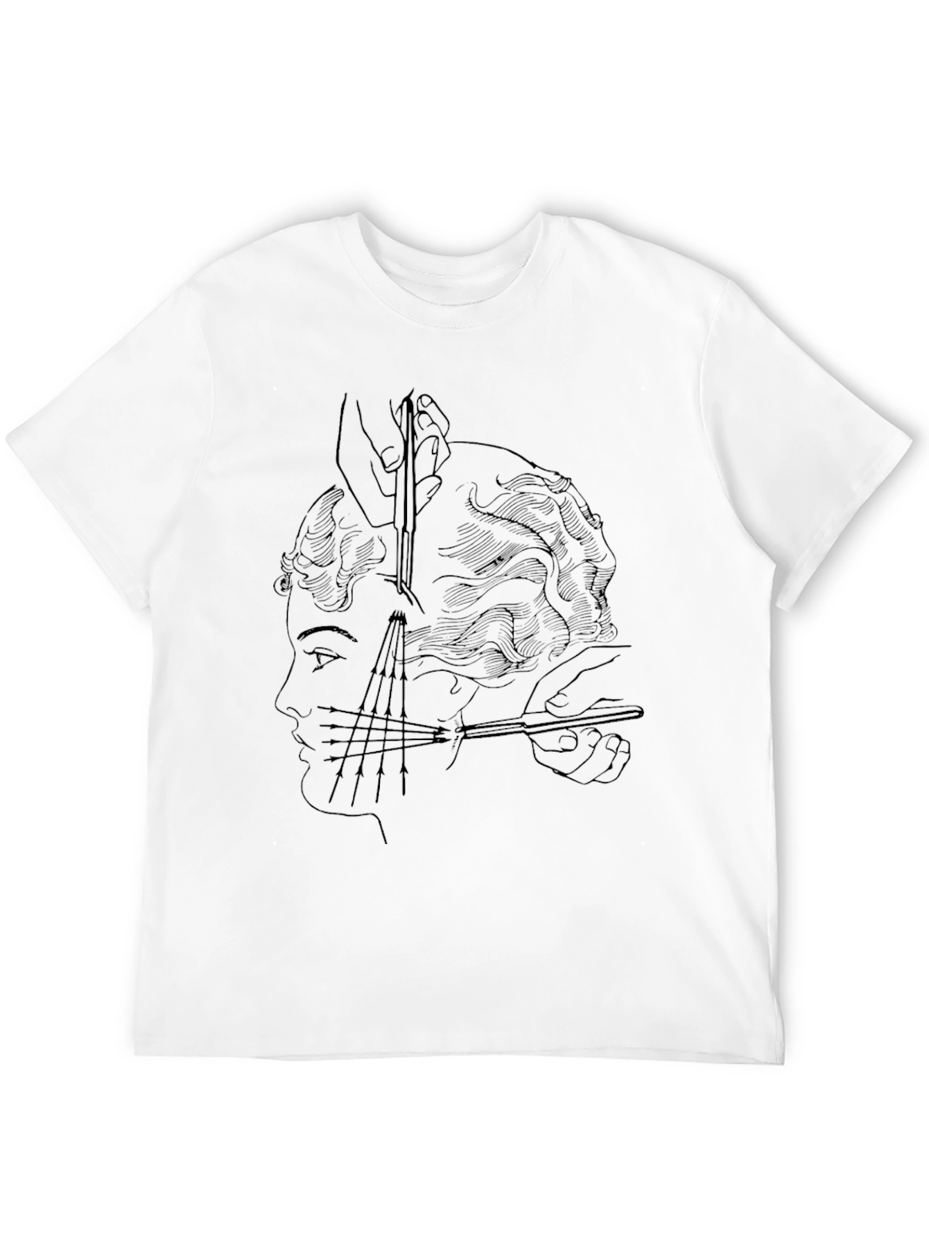 Black Surreal Haircut T-Shirt - Edgy Graphic Tee view 12