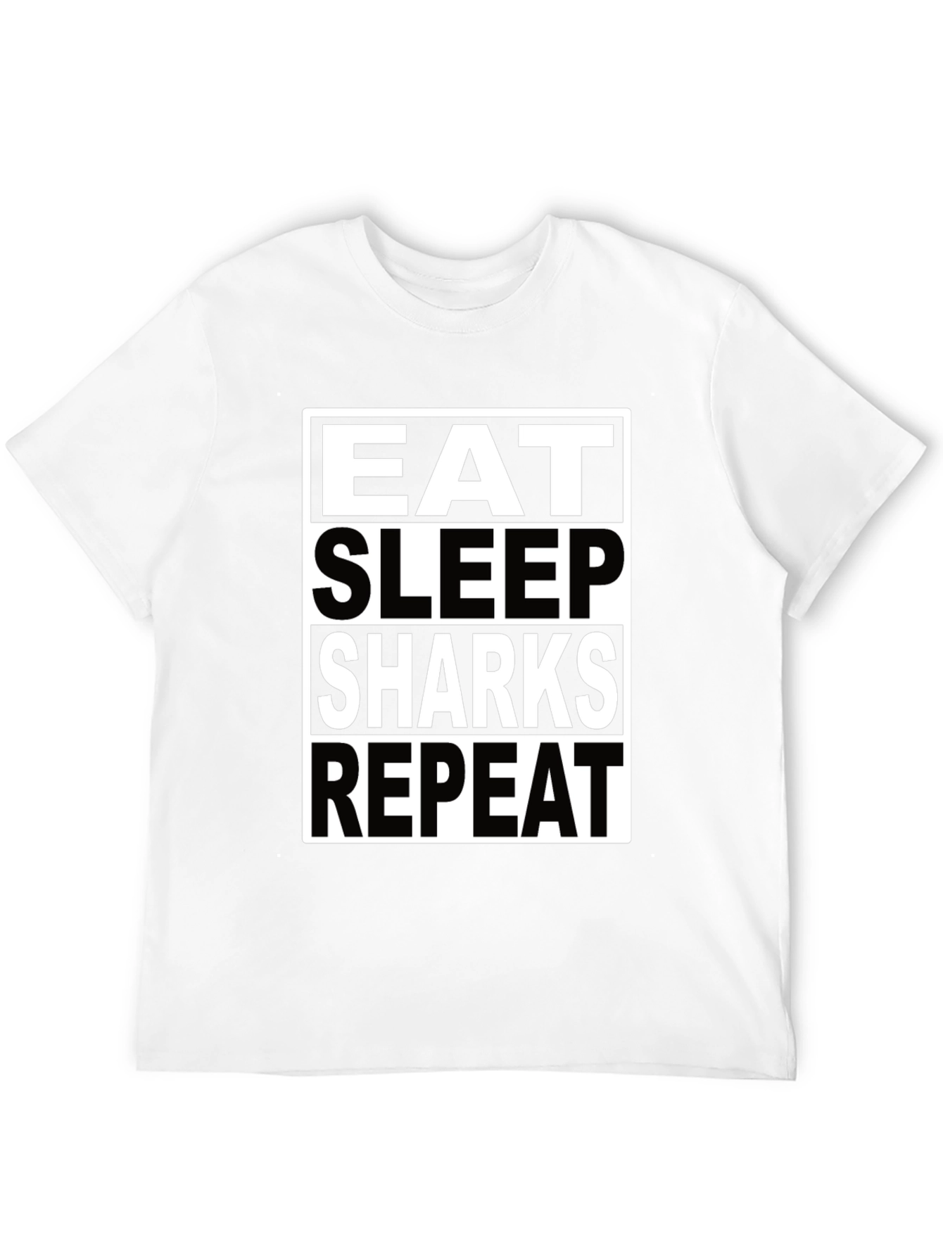 Black Eat Sleep Sharks Repeat Black T-Shirt view 12