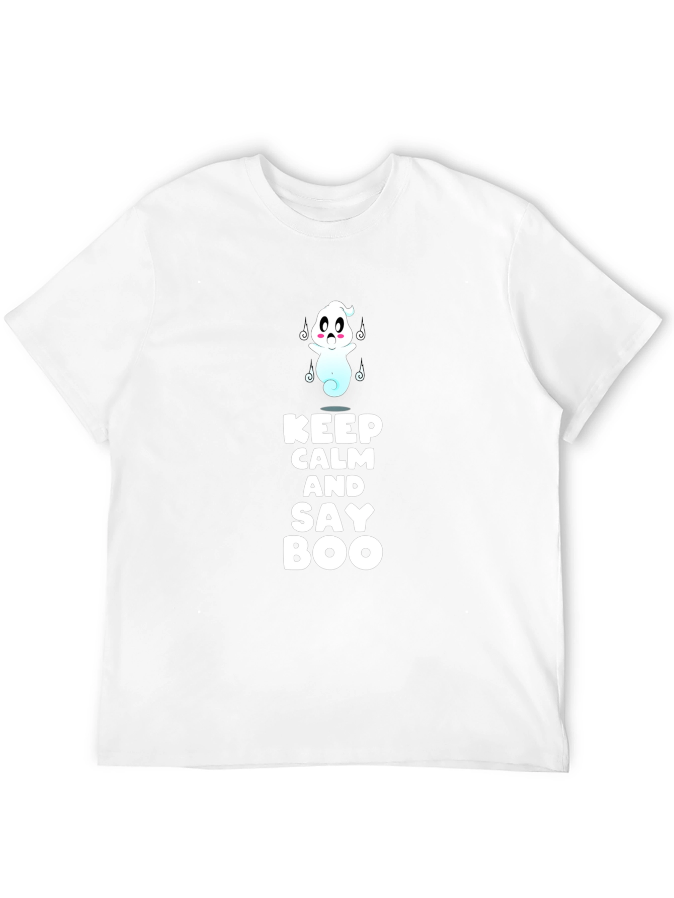 Black Keep Calm and Say Boo Ghost Graphic Tee view 12