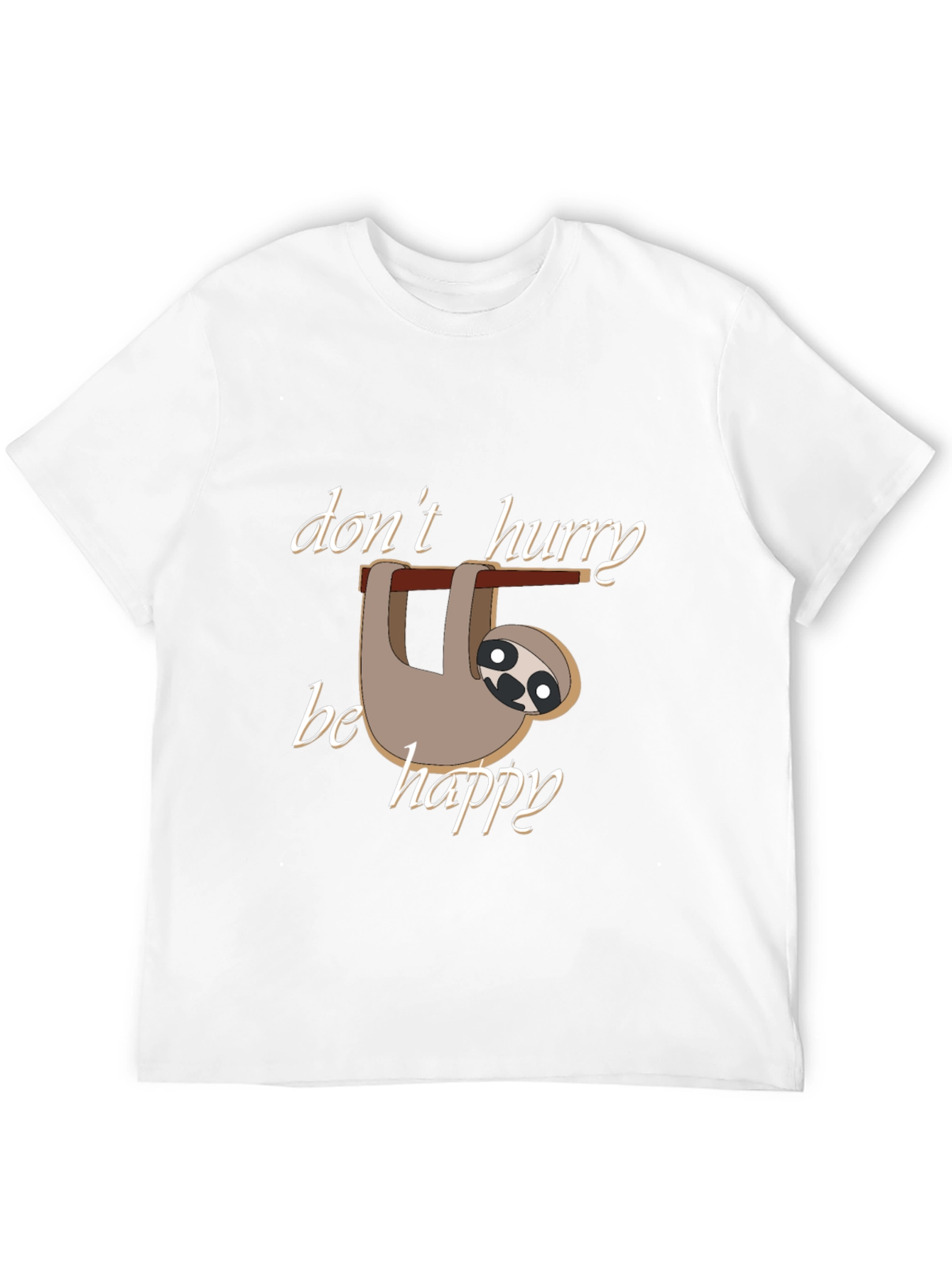 Black Don't Hurry Be Happy Sloth T-Shirt view 12