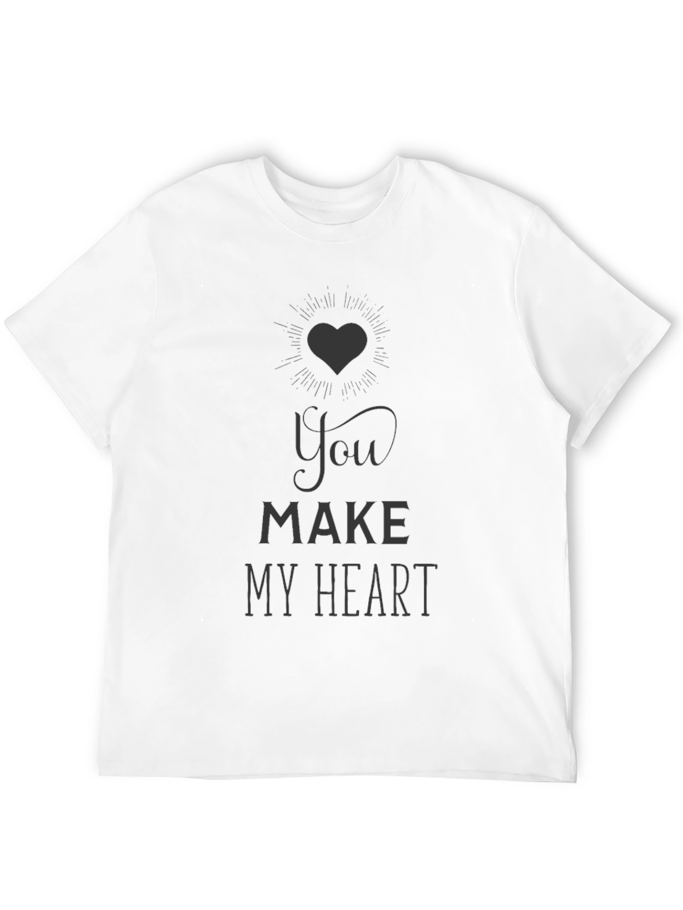Black You Make My Heart T-Shirt - Black Graphic Tee view 12