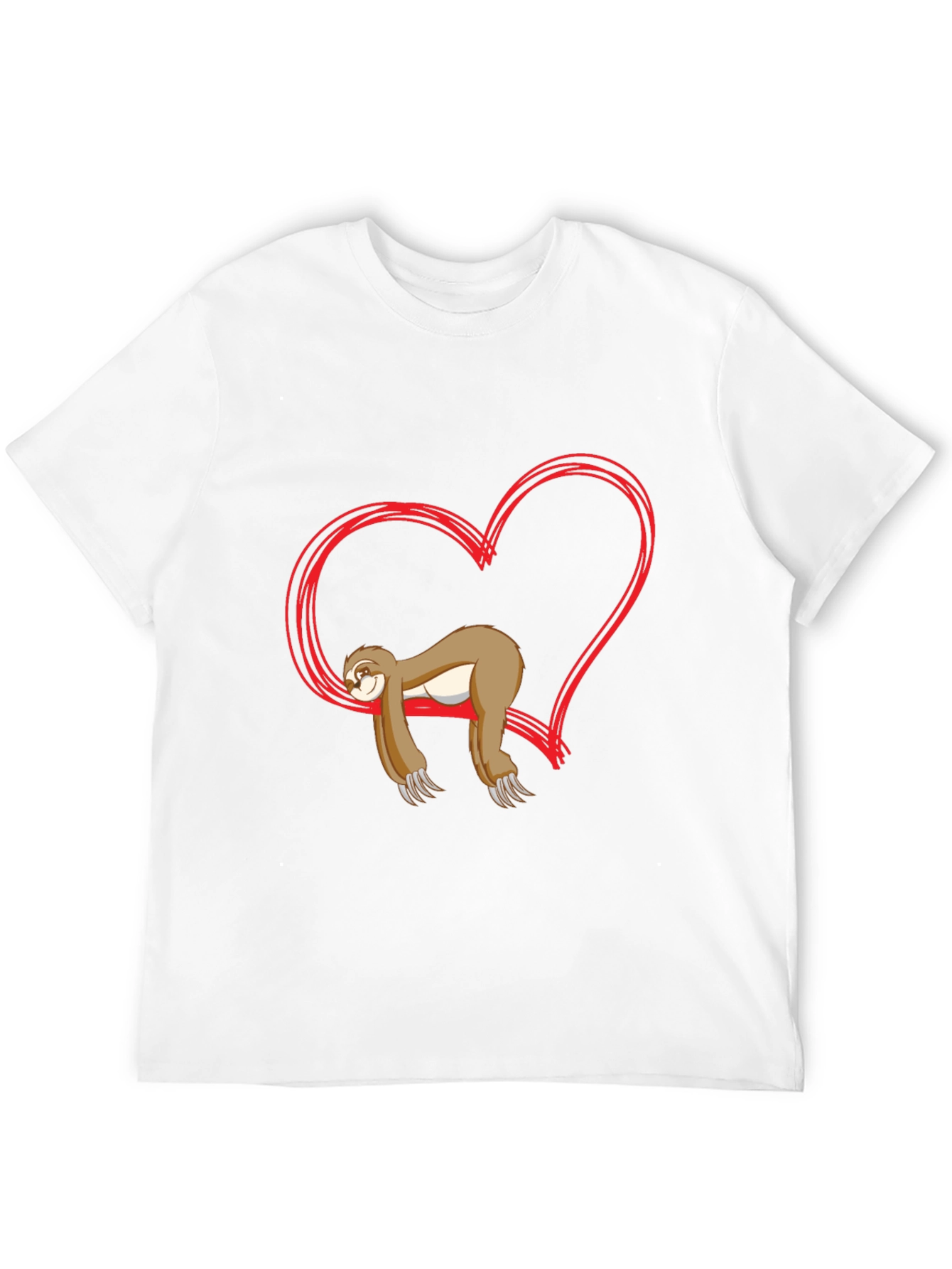 Black Sloth Heart Graphic Tee - Relaxed Fit Cotton T-Shirt view 12
