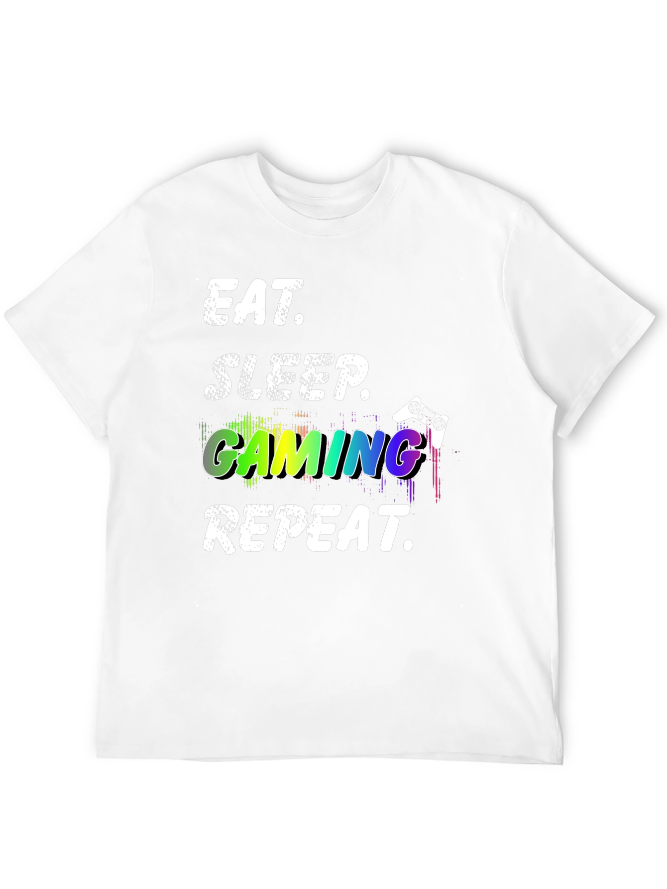 Black Eat Sleep Gaming Repeat Black T-Shirt view 12