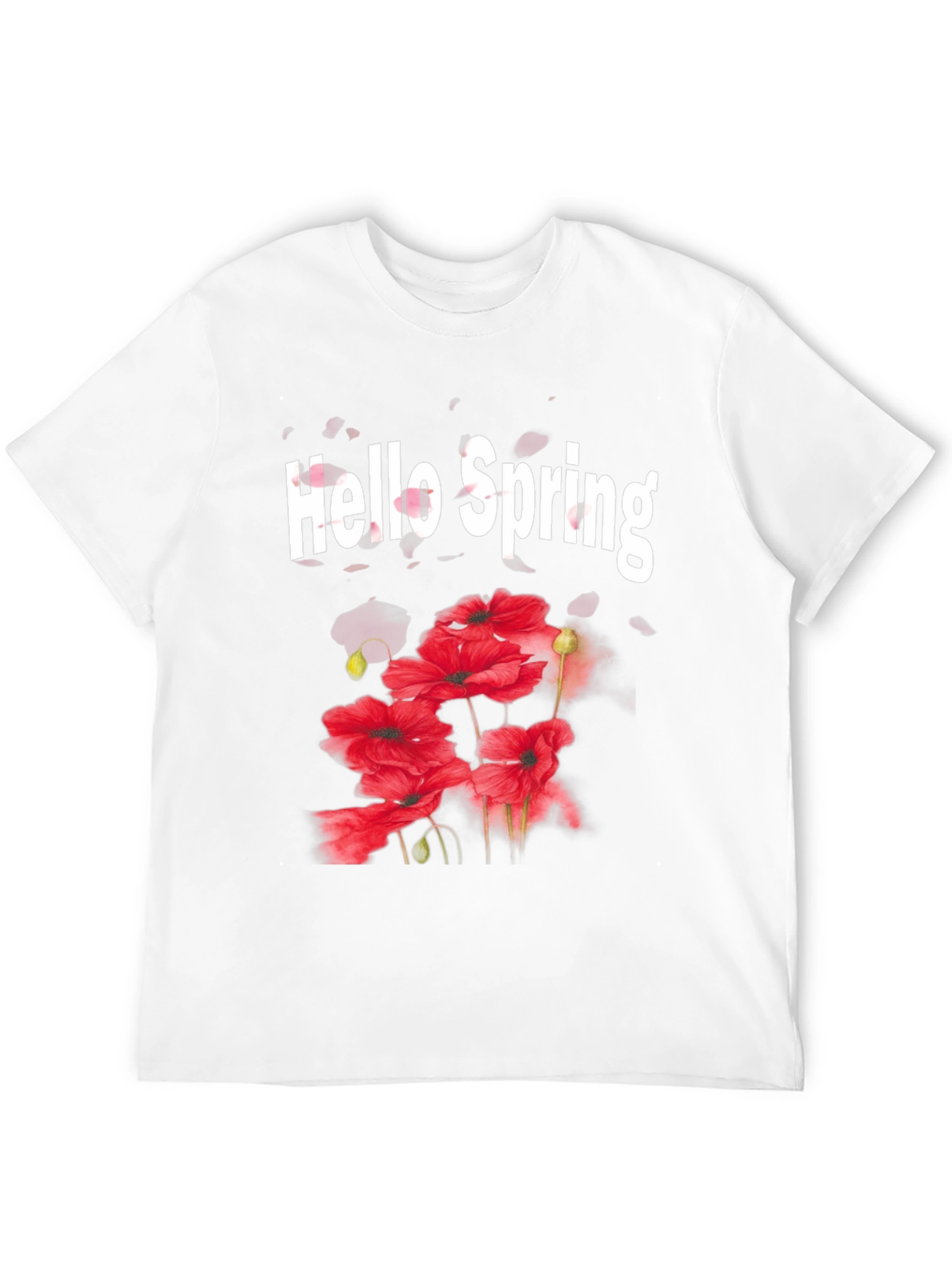 Black Hello Spring T-Shirt - Floral Design Black Tee view 12