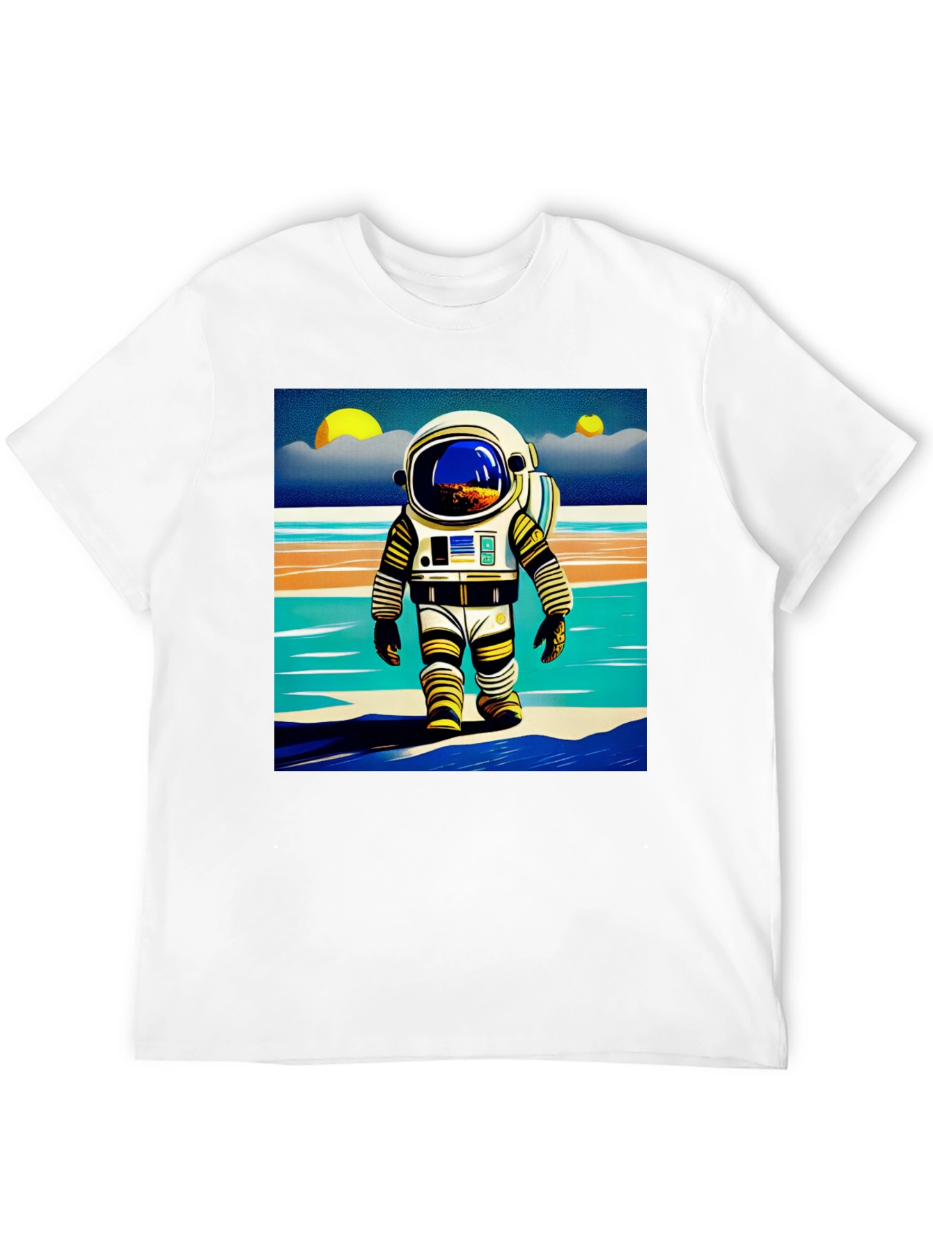 Black Astronaut Beach T-Shirt - Retro Space Adventure Tee view 12