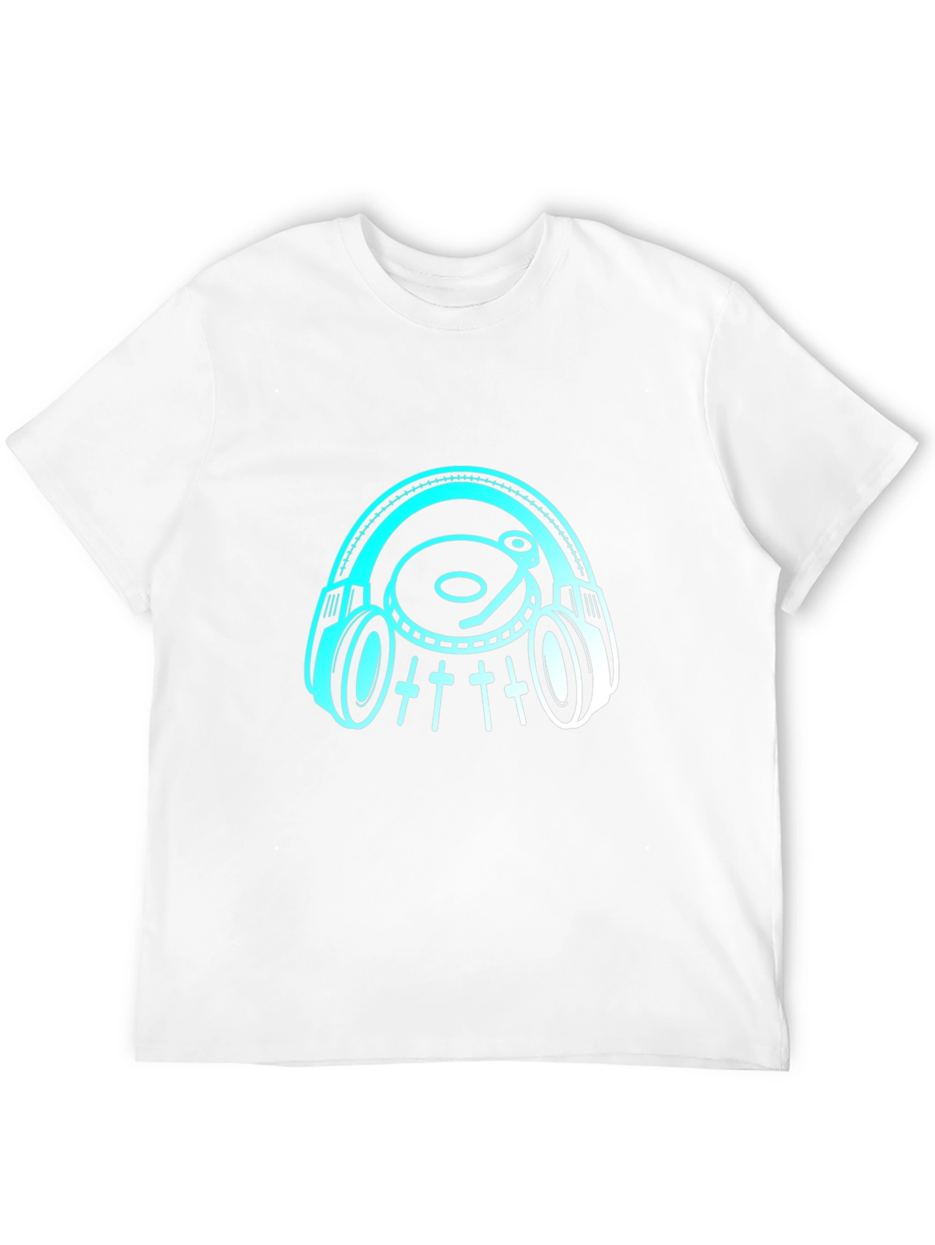 Black DJ Headphones & Turntable Black T-Shirt view 12