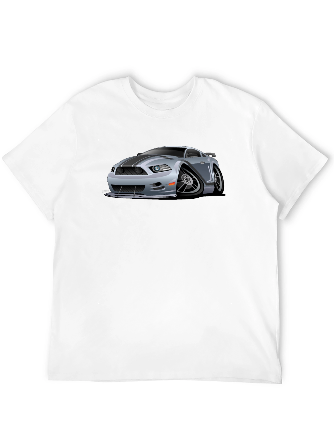 Black Car Cartoon Graphic Print Black T-Shirt view 12