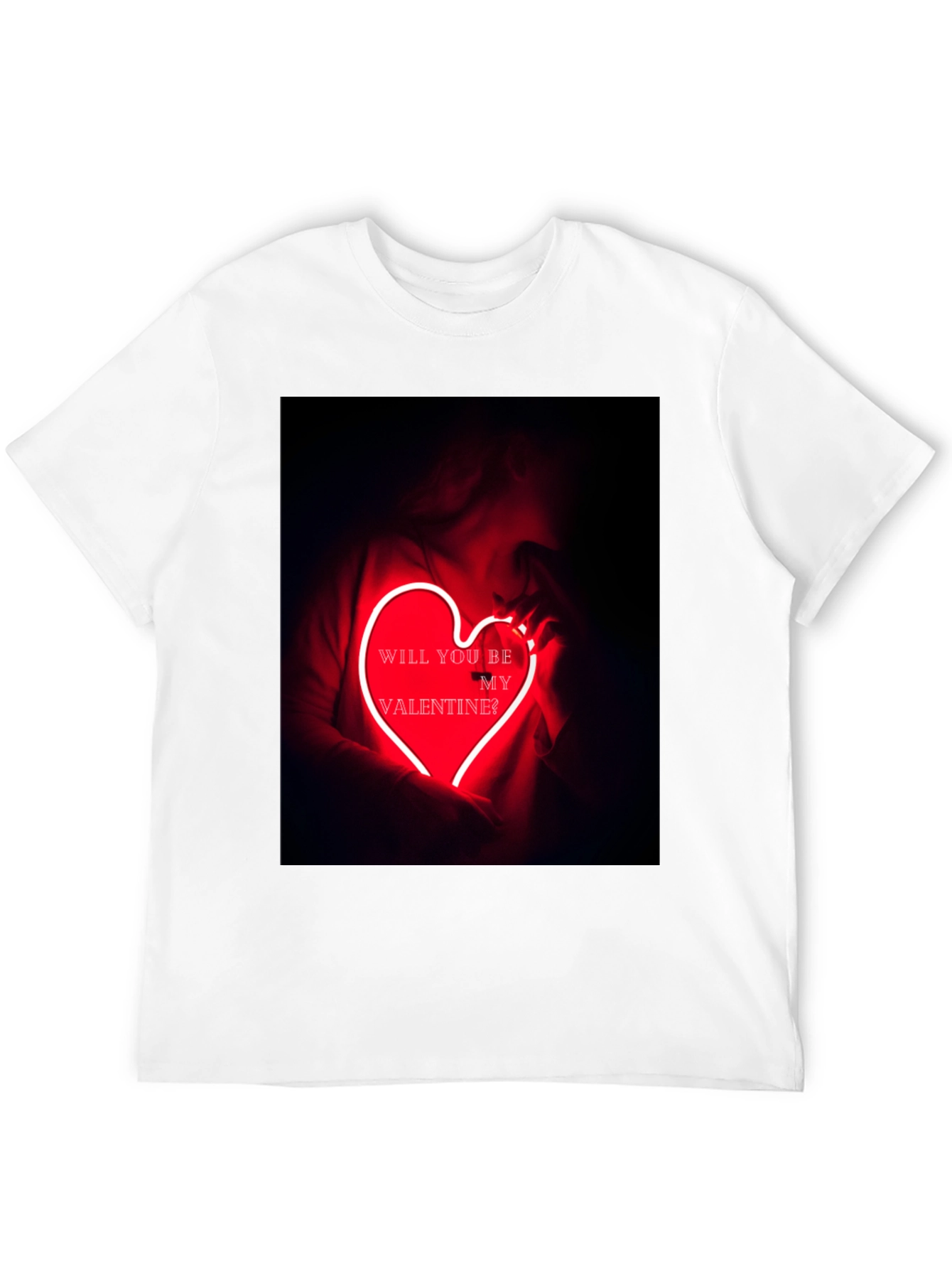 Black Valentine's Day Graphic Tee - Neon Heart T-Shirt view 12