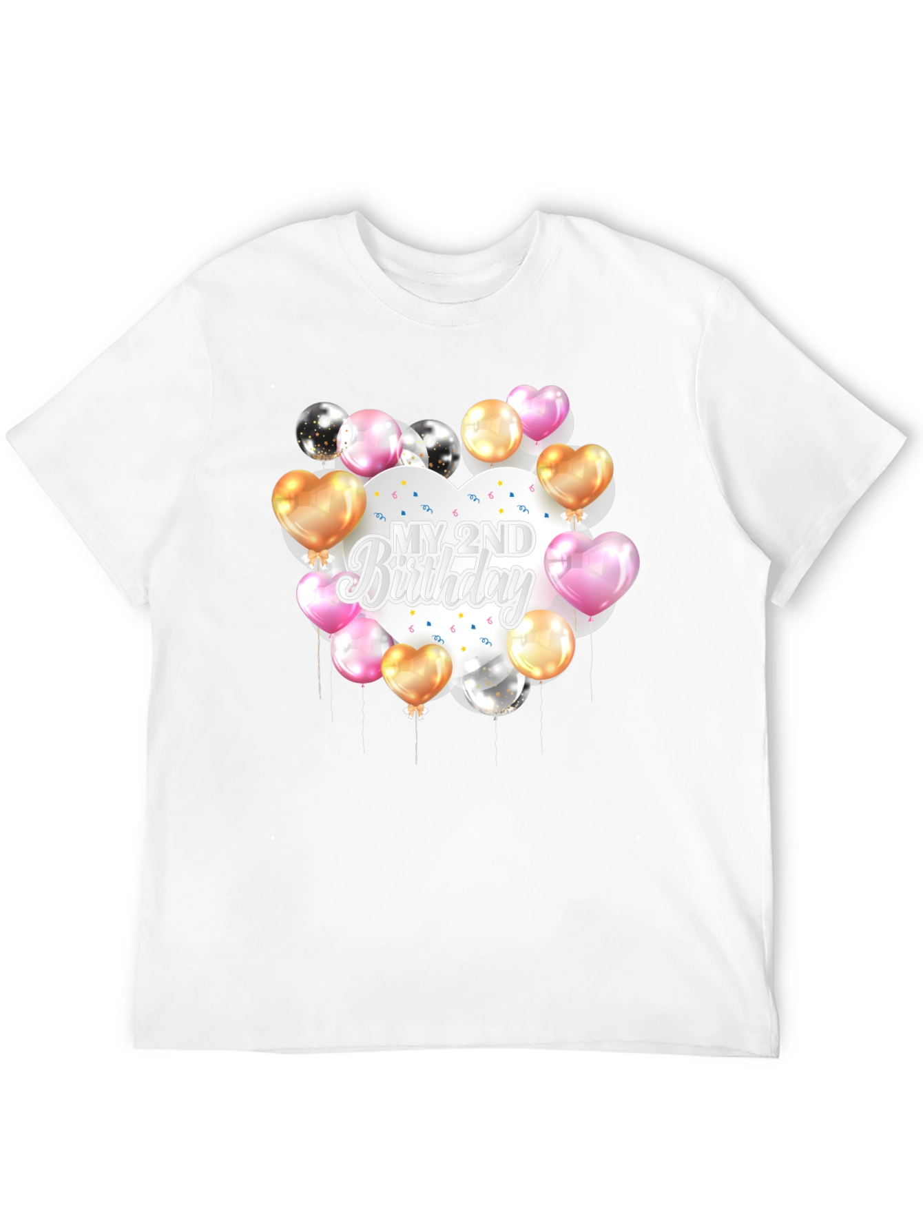 Black My 2nd Birthday Balloons T-Shirt view 12