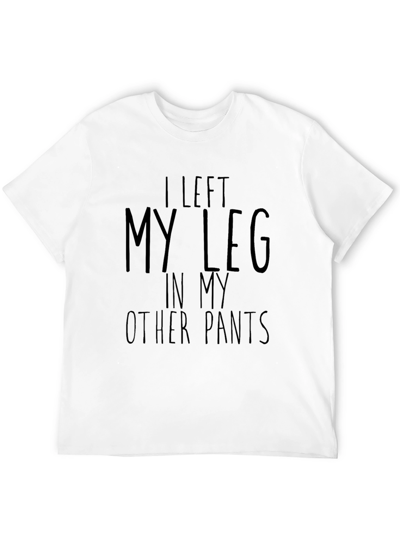 Black Funny "Left My Leg" Graphic Tee - Mens Black T-Shirt view 12