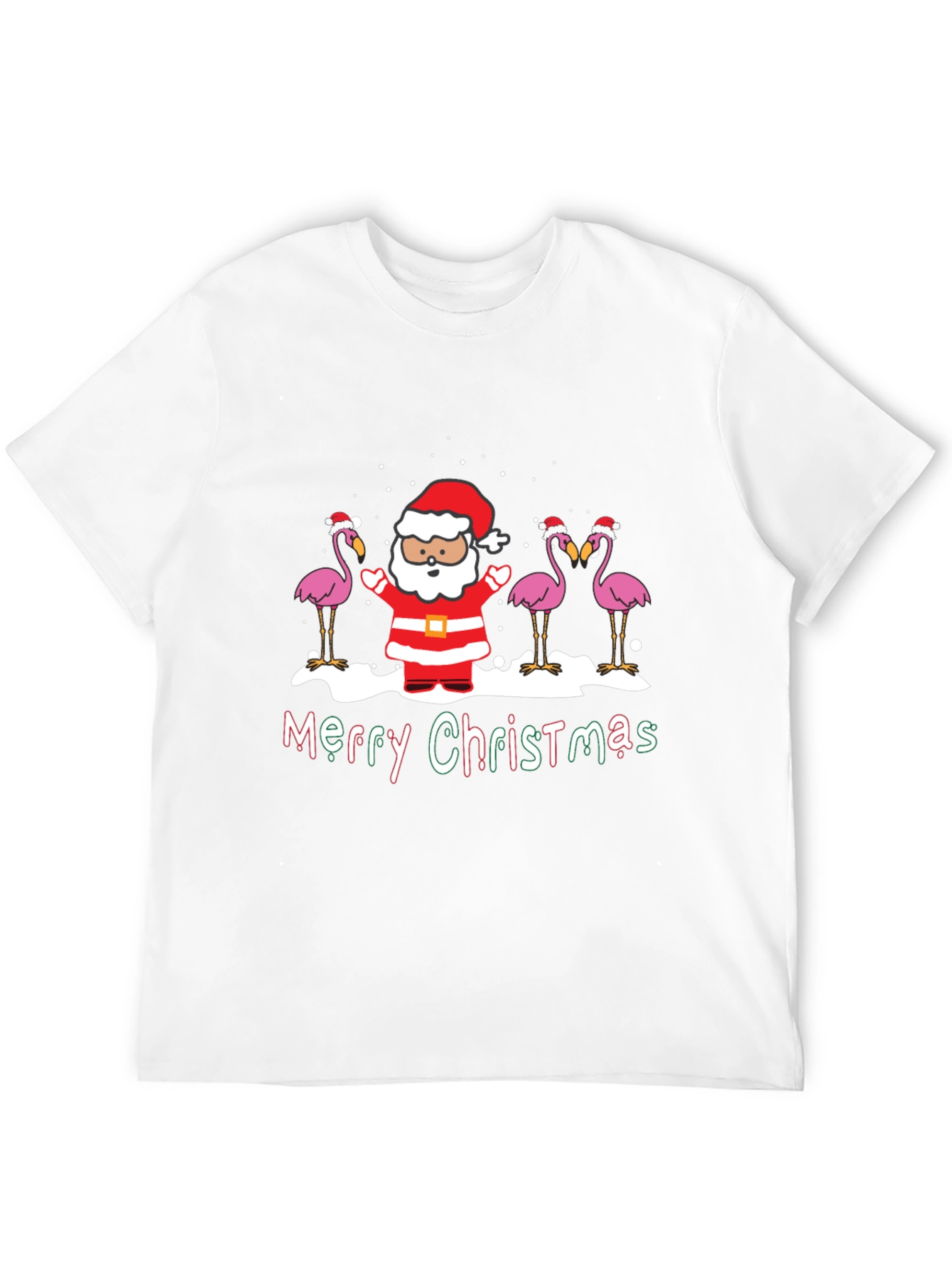 Black Merry Christmas Flamingo Santa Graphic Tee view 12