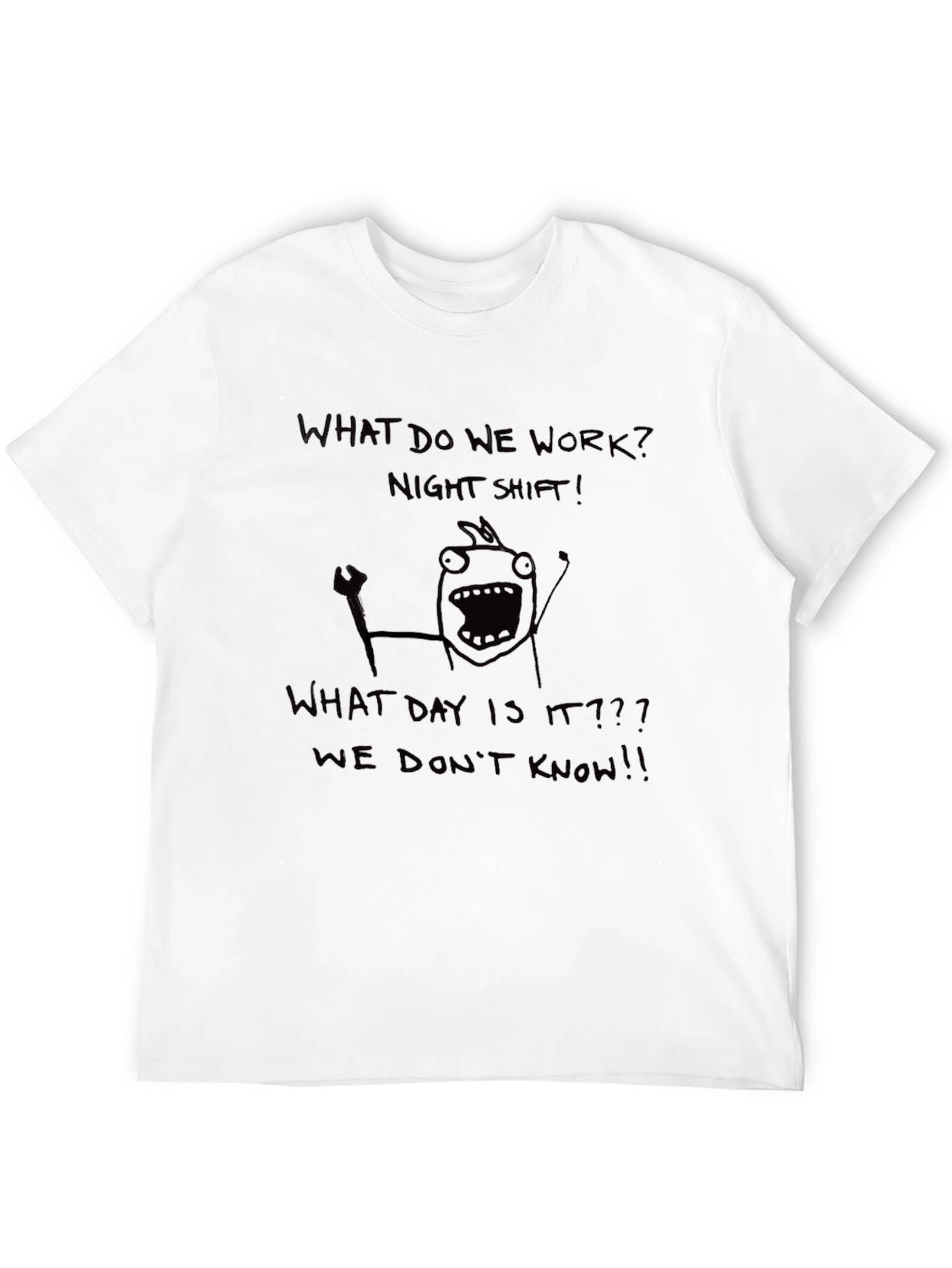 Black Night Shift Crew Tee - Funny Graphic T-Shirt view 12