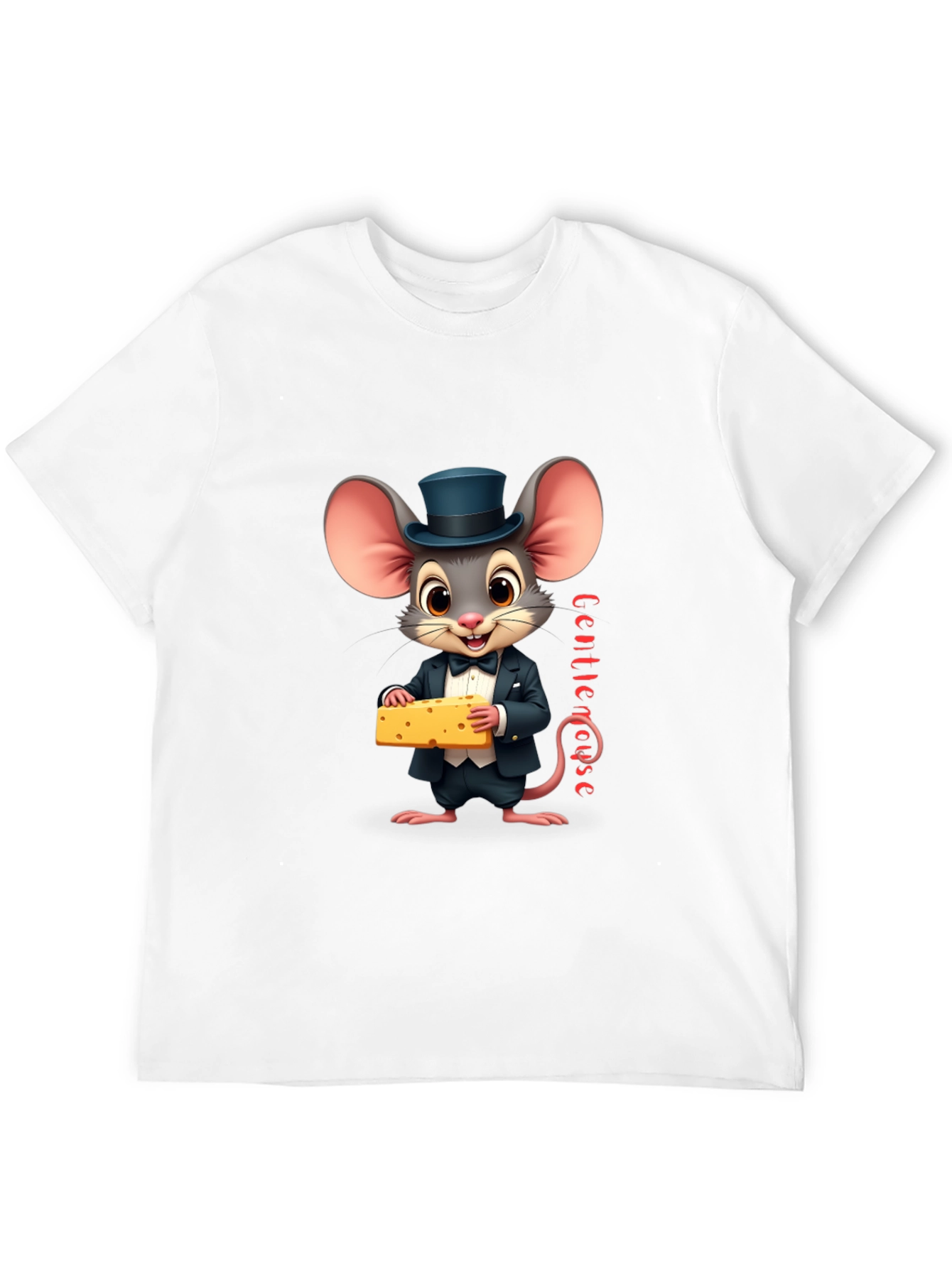 Black Gentle Mouse Cheese T-Shirt - Funny Cartoon Tee view 12