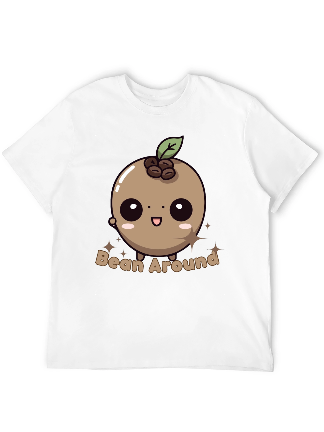 Black Bean Around T-Shirt - Kawaii Coffee Bean Design view 12