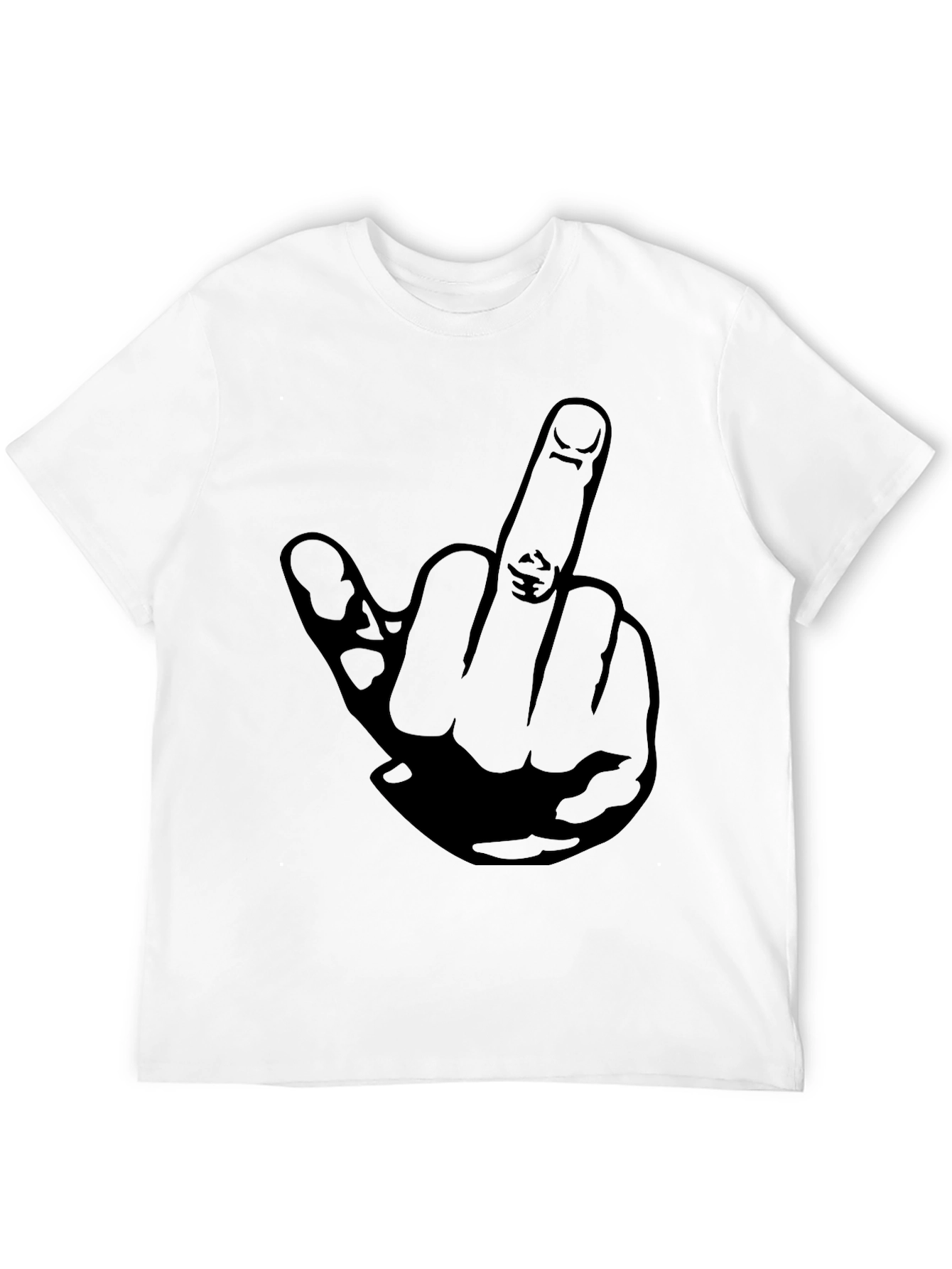 Black Middle Finger Graphic Tee - Black Cotton T-Shirt view 12