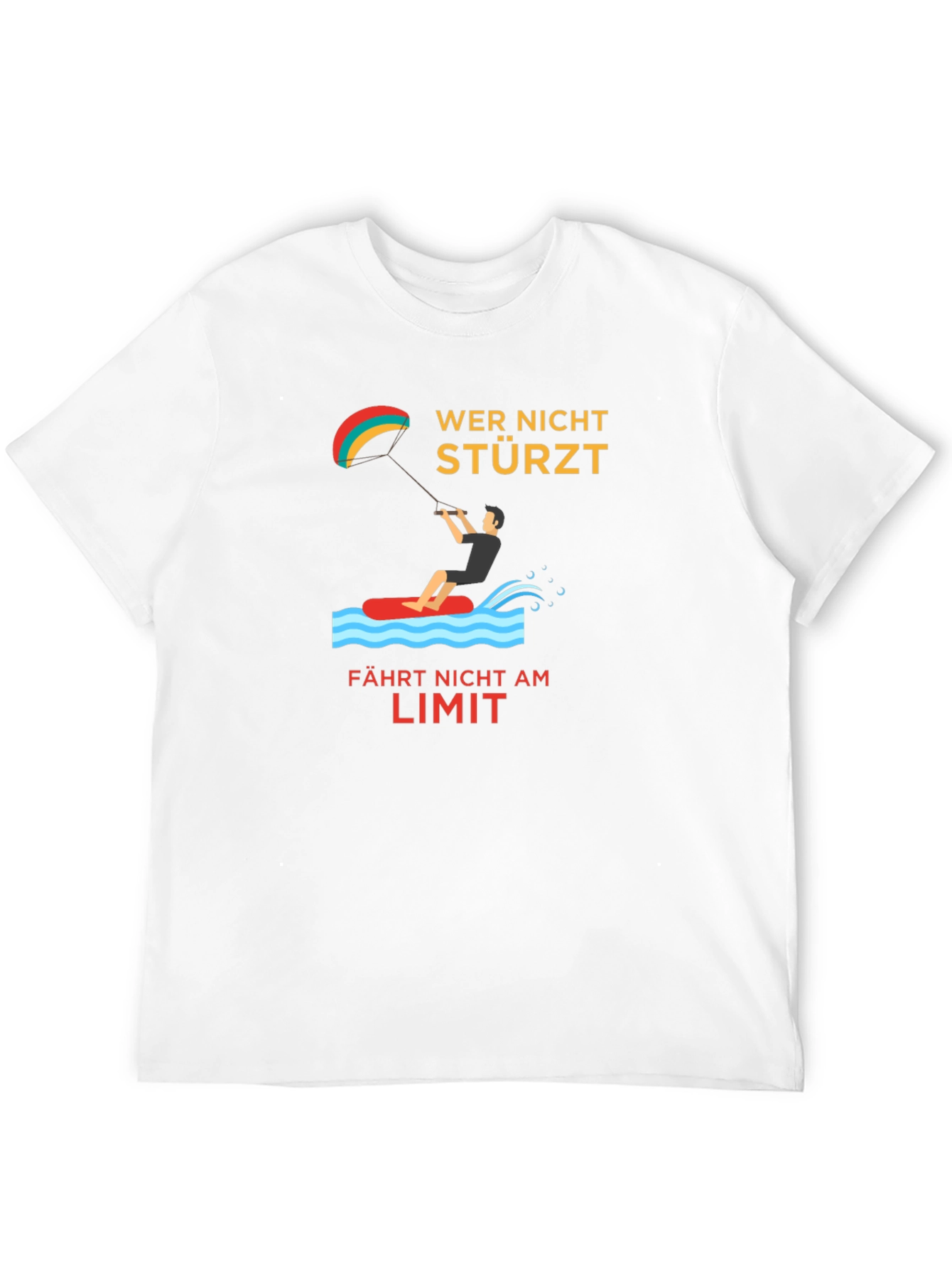 Black Kitesurfing Tee -  Wer Nicht Stürzt Design view 12