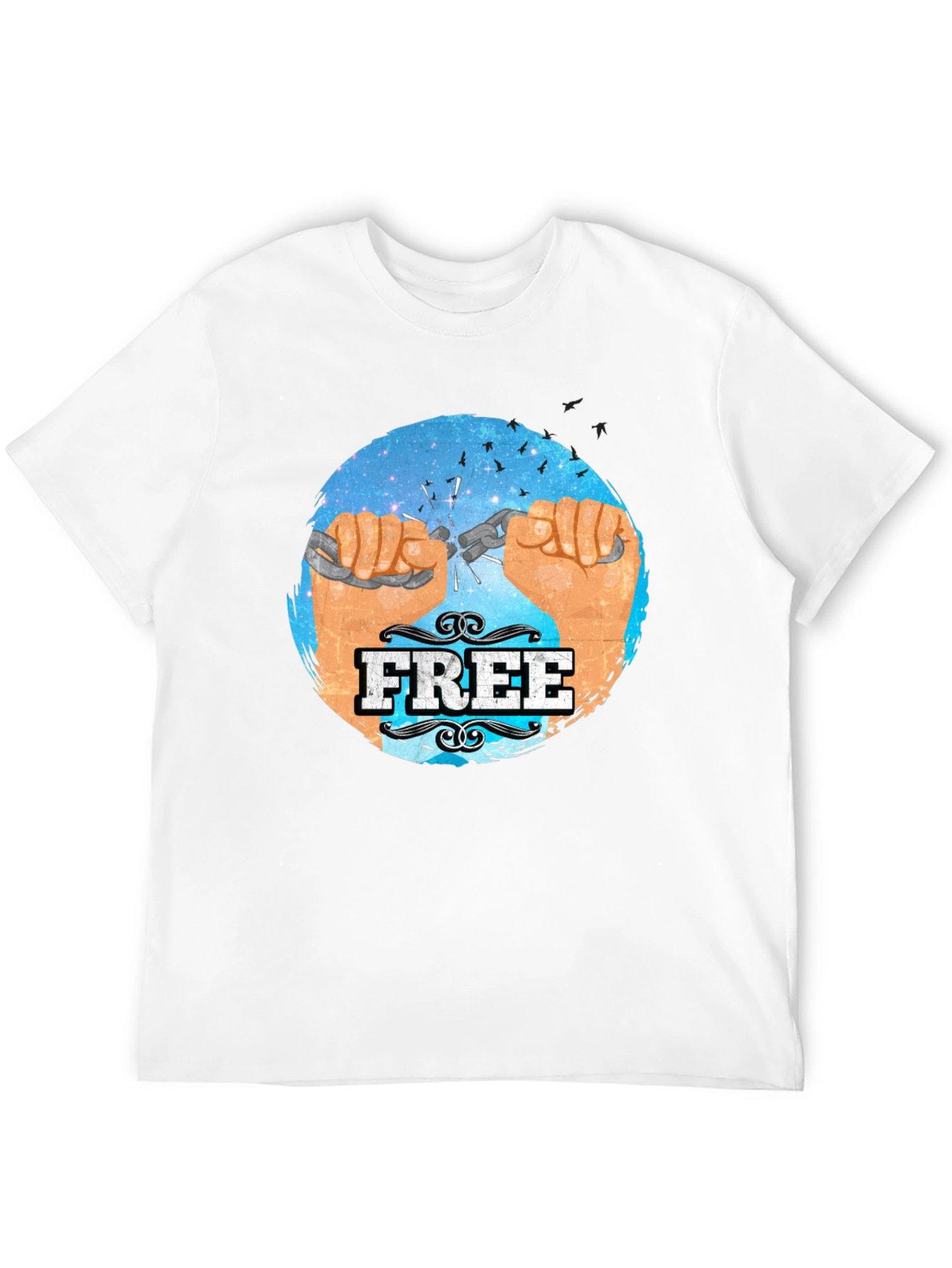 Black Free Breaking Chains Graphic T-Shirt view 12