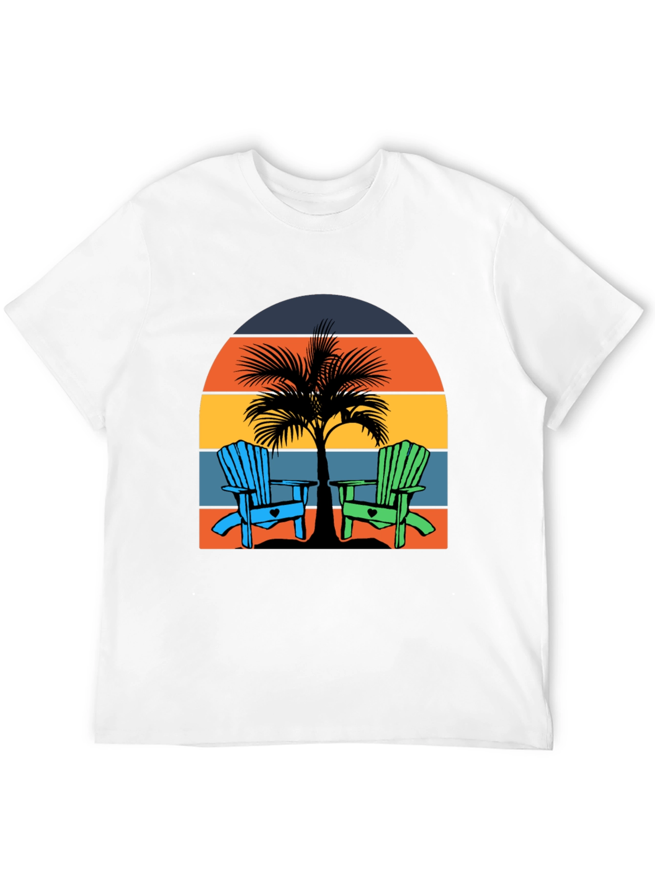 Black Beach Chair Palm Tree Graphic Tee - Coastal Vibes! view 12