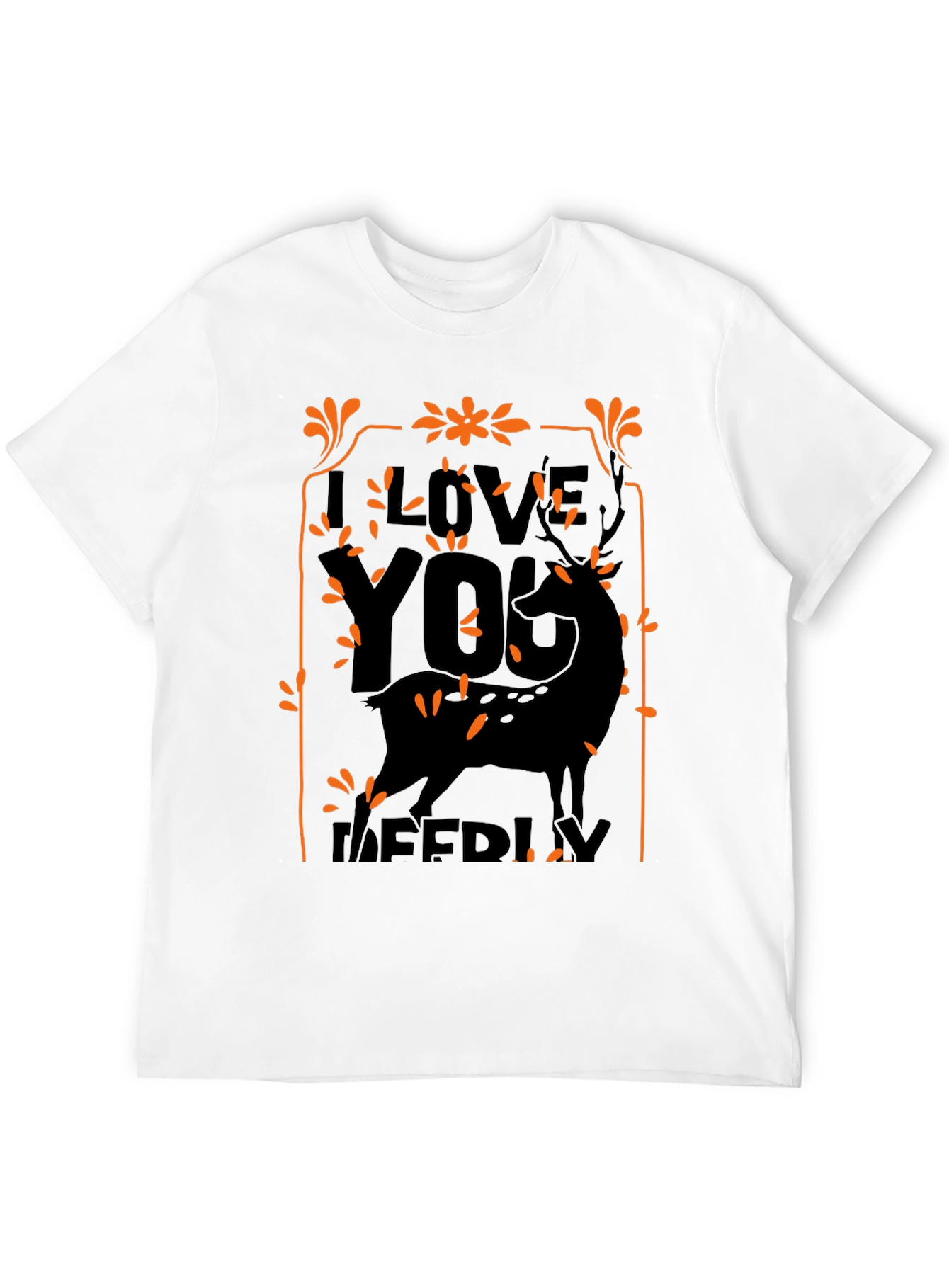 Black I Love You Deerly Black Graphic Tee view 12