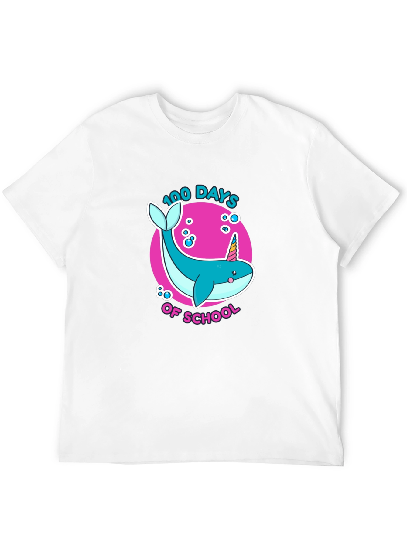 Black 100 Days of School Narwhal Unicorn Kids T-Shirt view 12