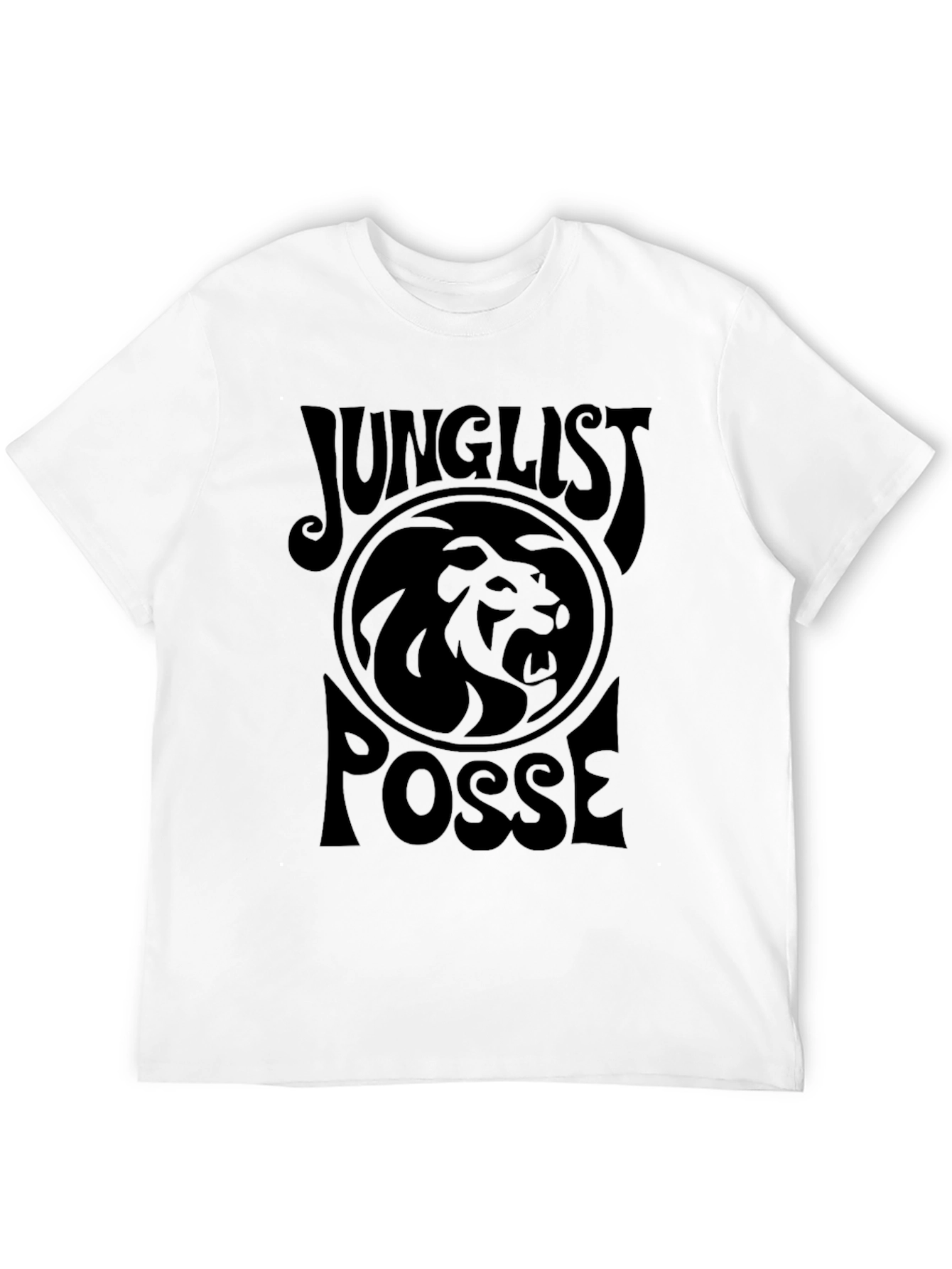 Black Junglist Posse Black T-Shirt with Lion Graphic view 12