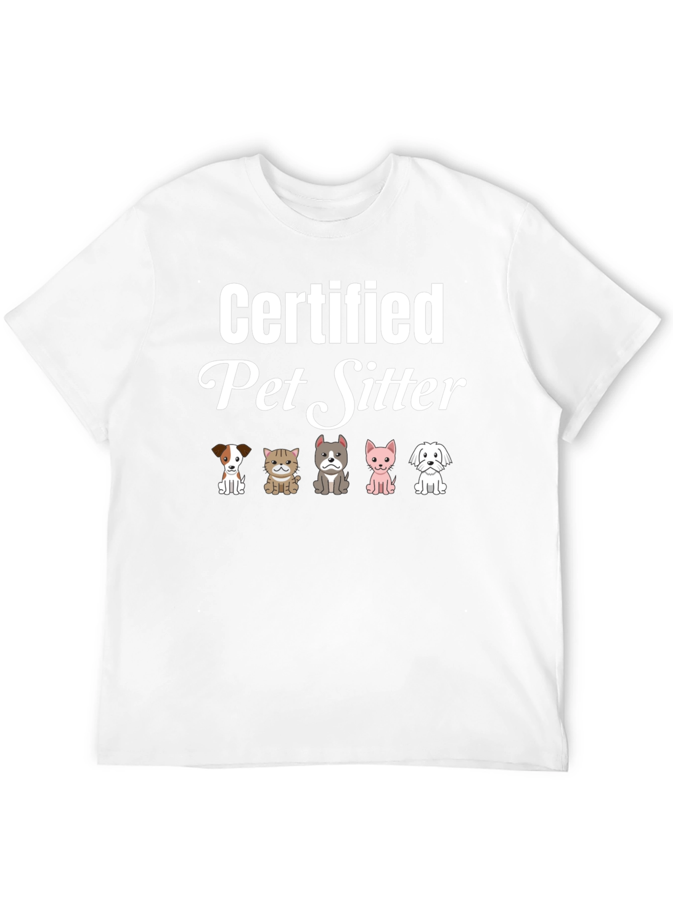 Black Certified Pet Sitter T-Shirt Cute Dogs & Cats view 12