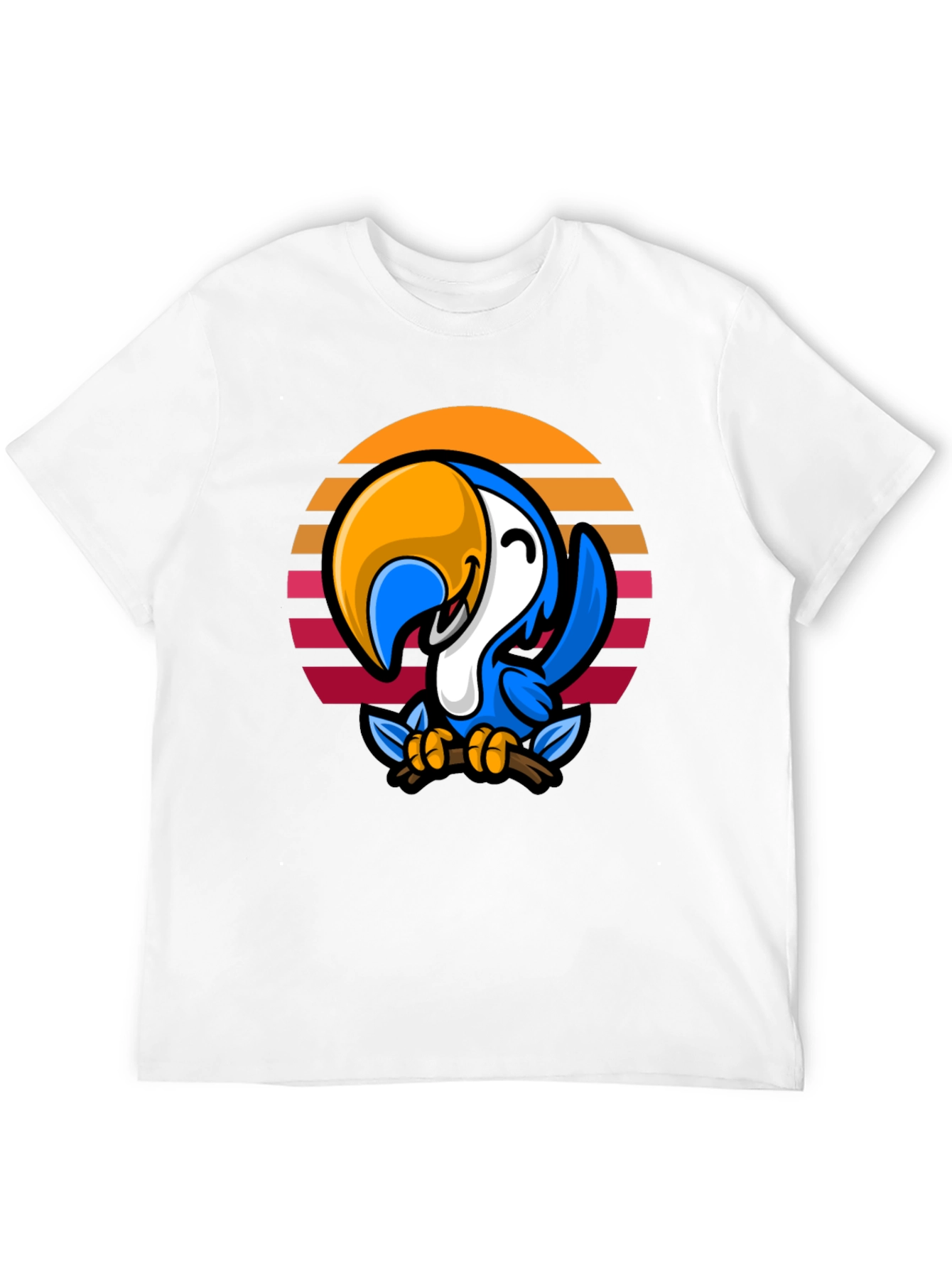 Black Retro Parrot Graphic Tee - Black Cotton Blend view 12