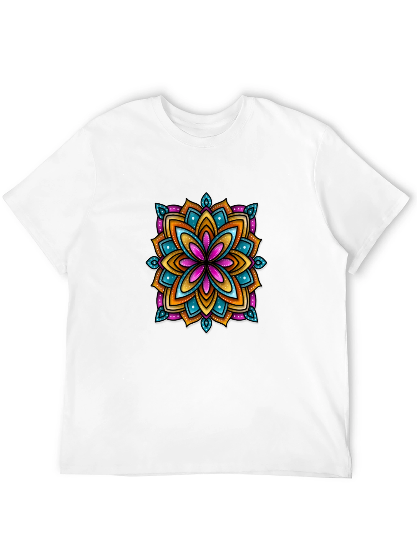 Black Vibrant Mandala Graphic Black T-Shirt view 12