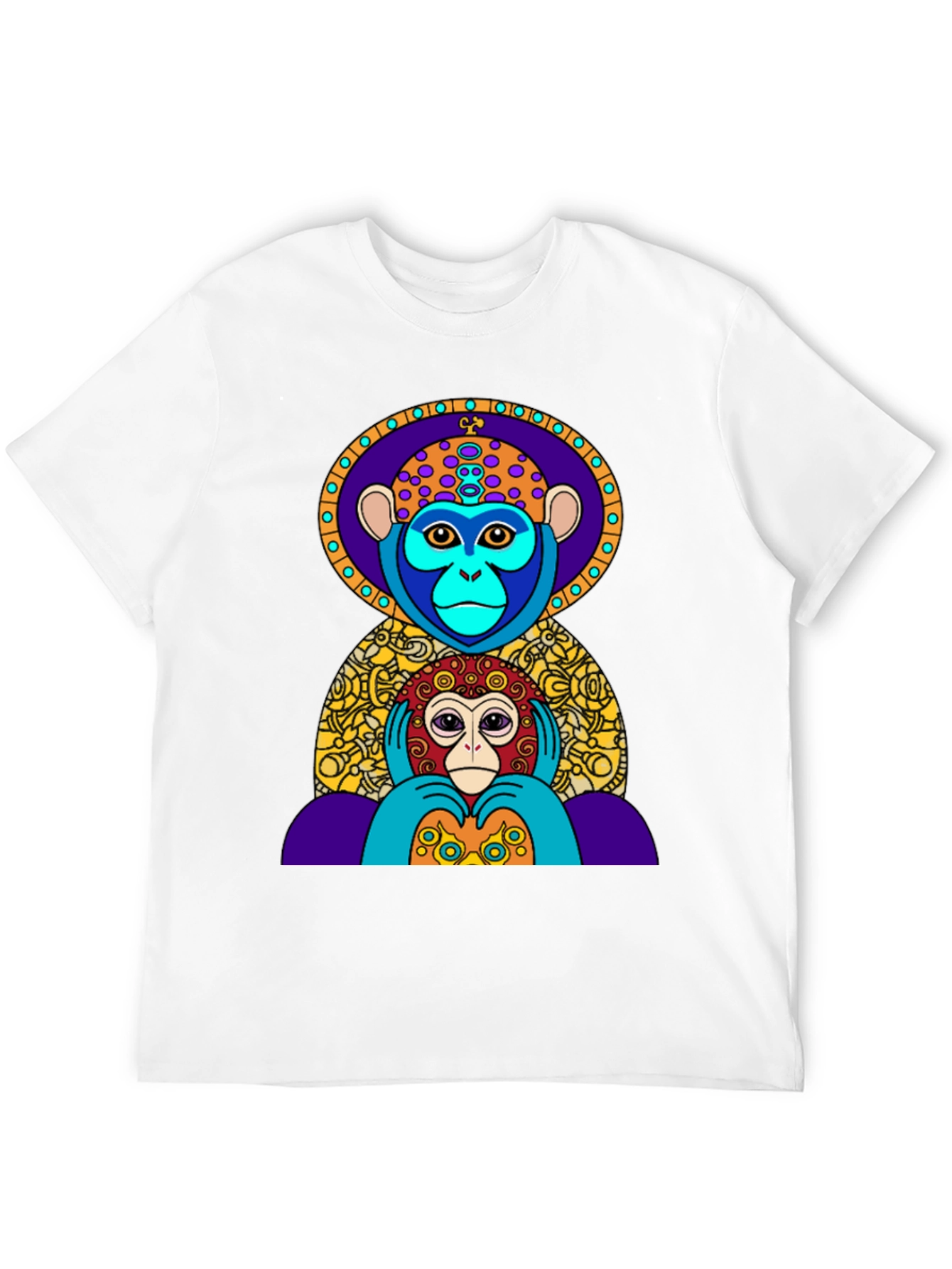 Black Colorful Monkey Graphic Tee - Artistic Design view 12