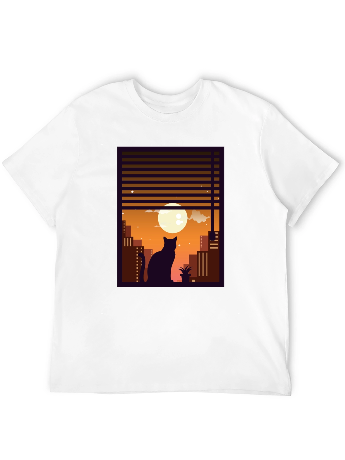 Black Urban Cat Silhouette T-Shirt view 12