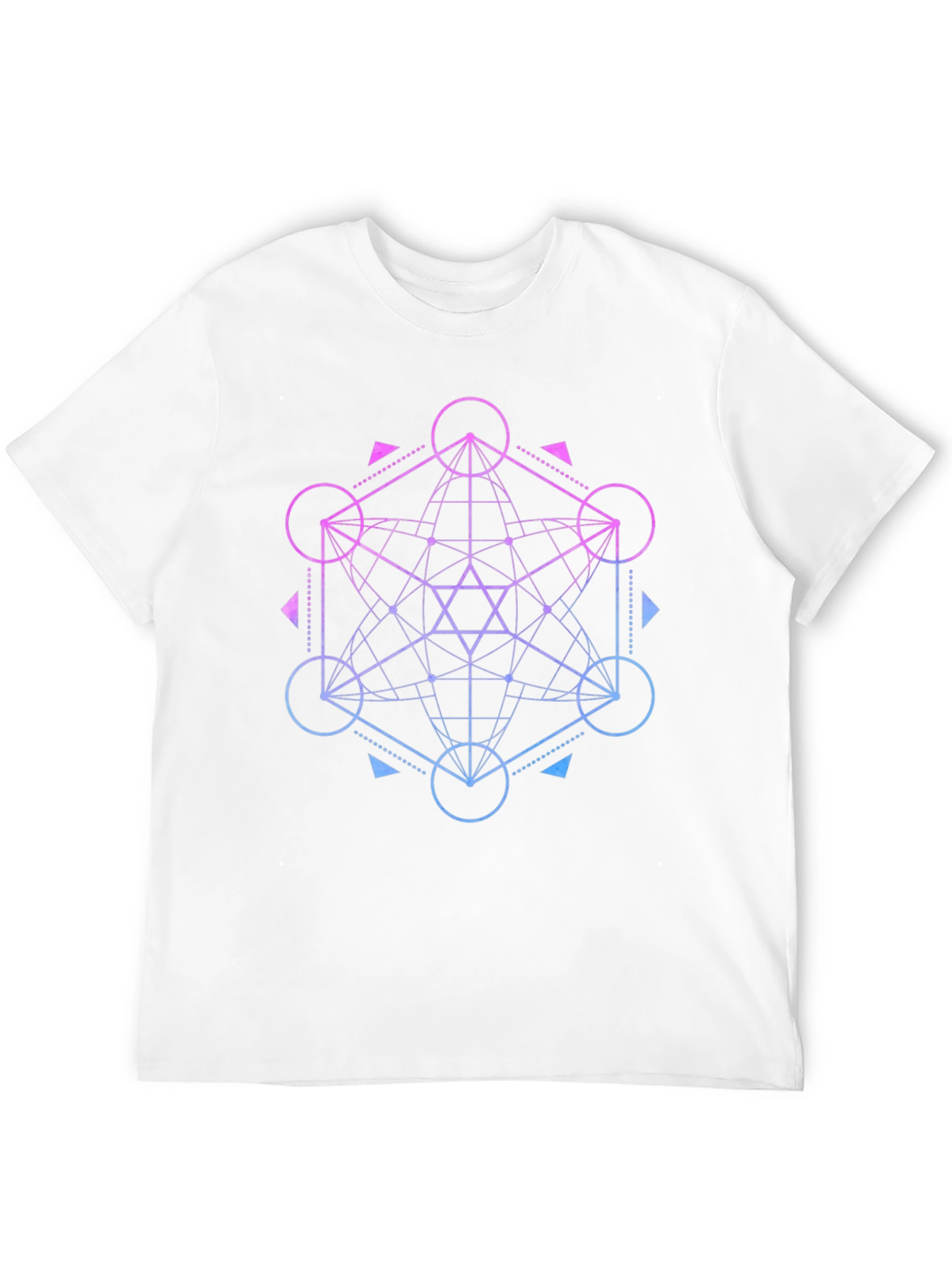 Black Geometric Metatron's Cube T-Shirt view 12