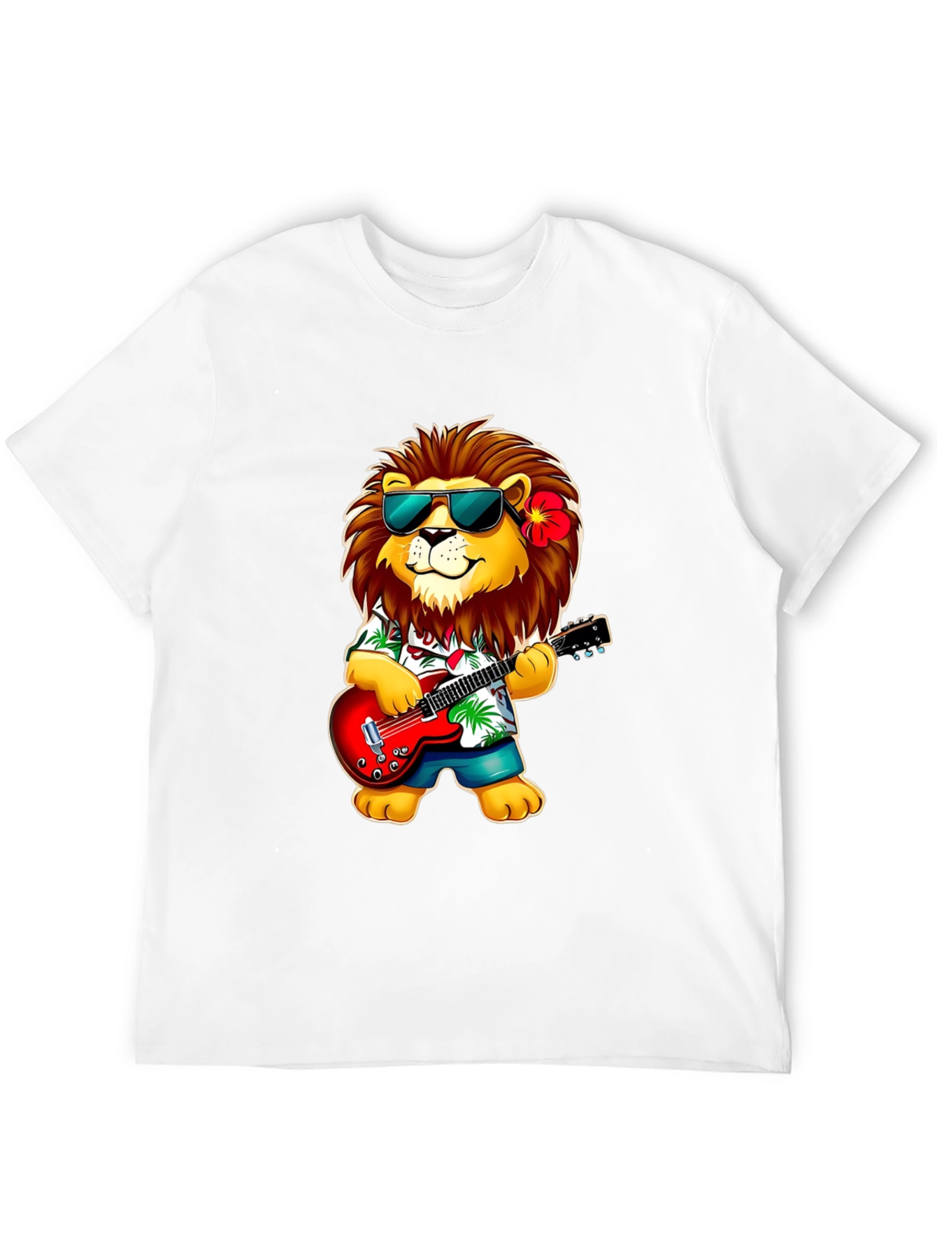 Black Lion Guitarist Graphic Tee - Cool Novelty Shirt view 12