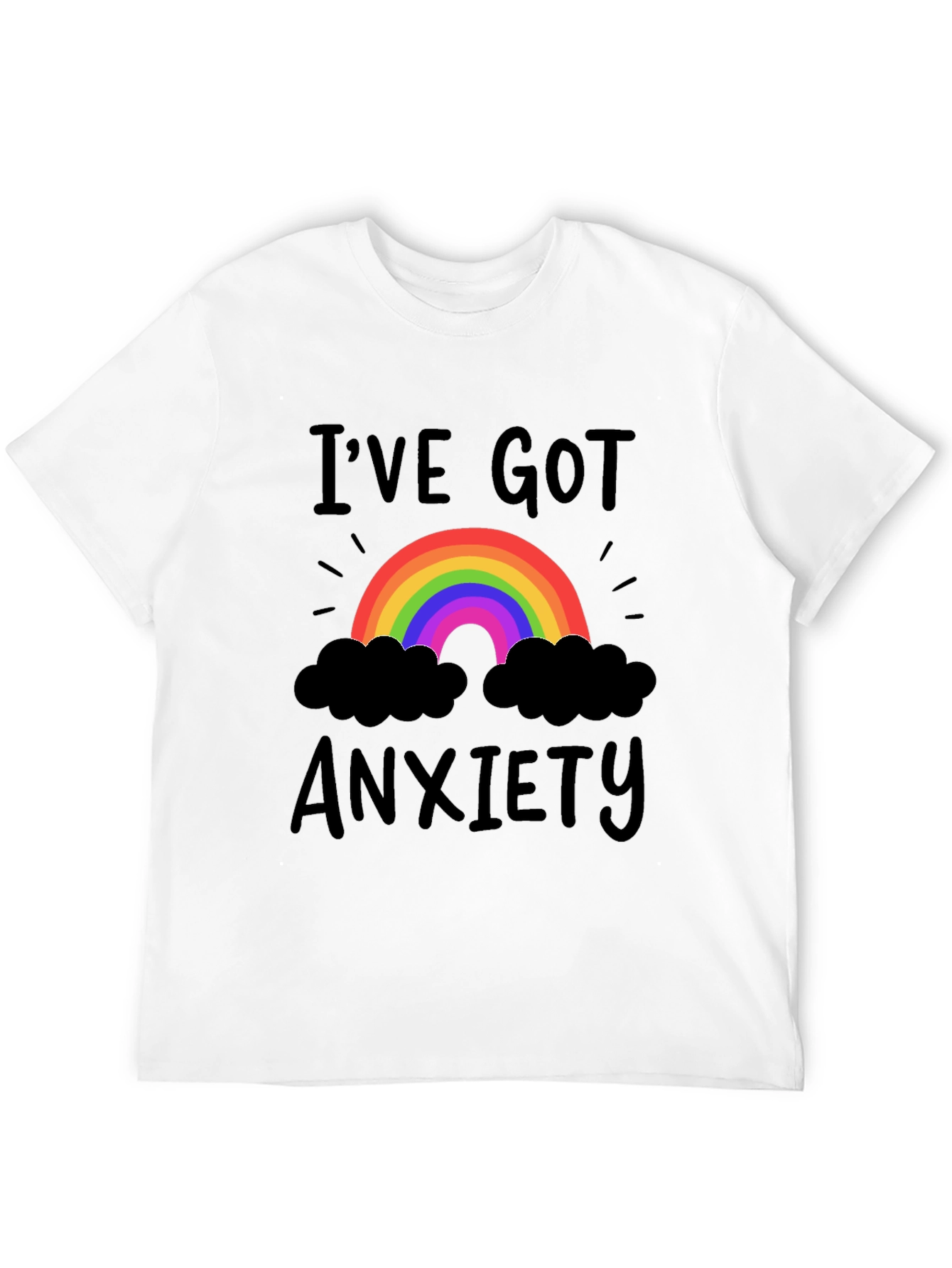 Black I've Got Anxiety T-Shirt Rainbow Black view 12