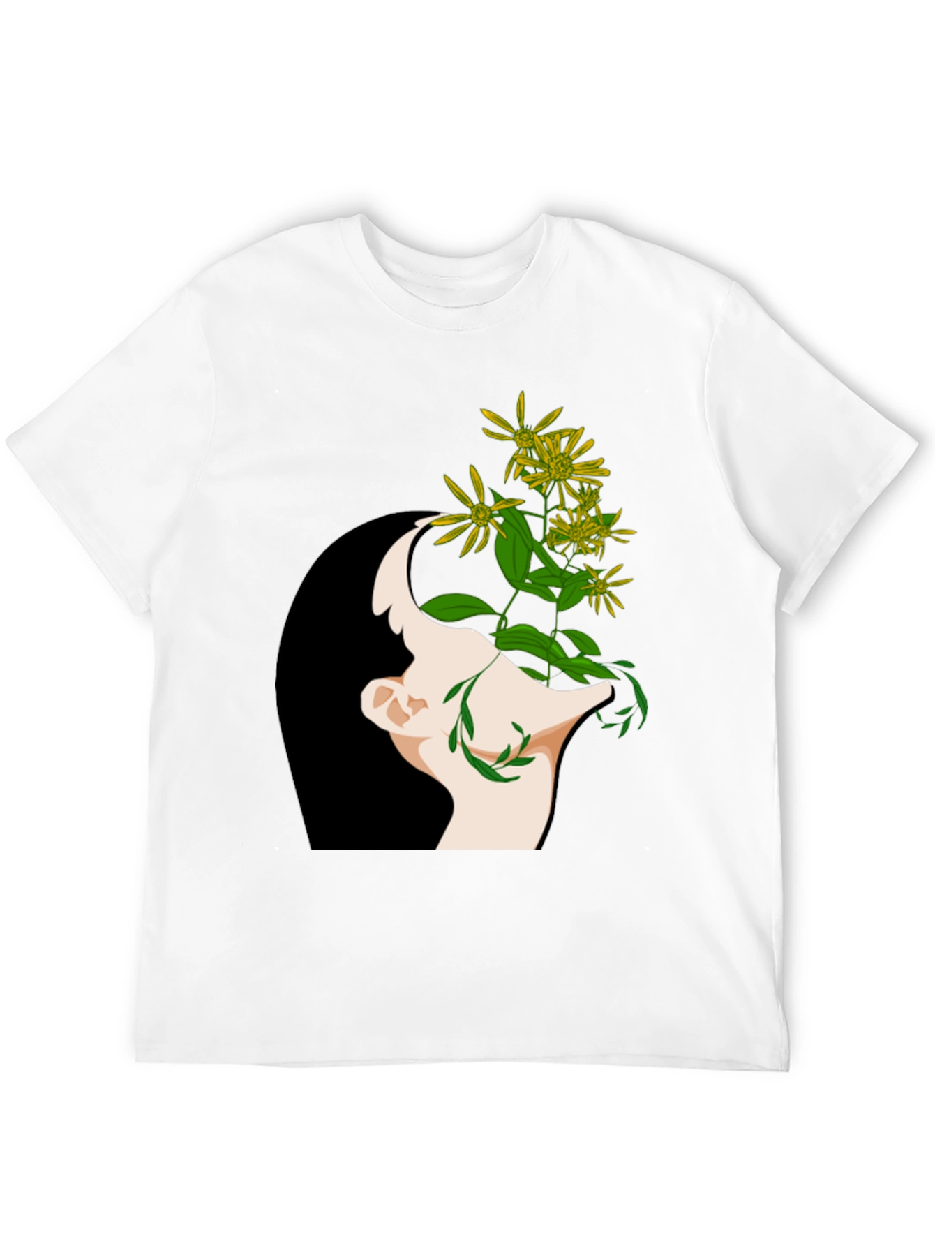 Black Floral Mind Black T-Shirt - Artistic Graphic Tee view 12