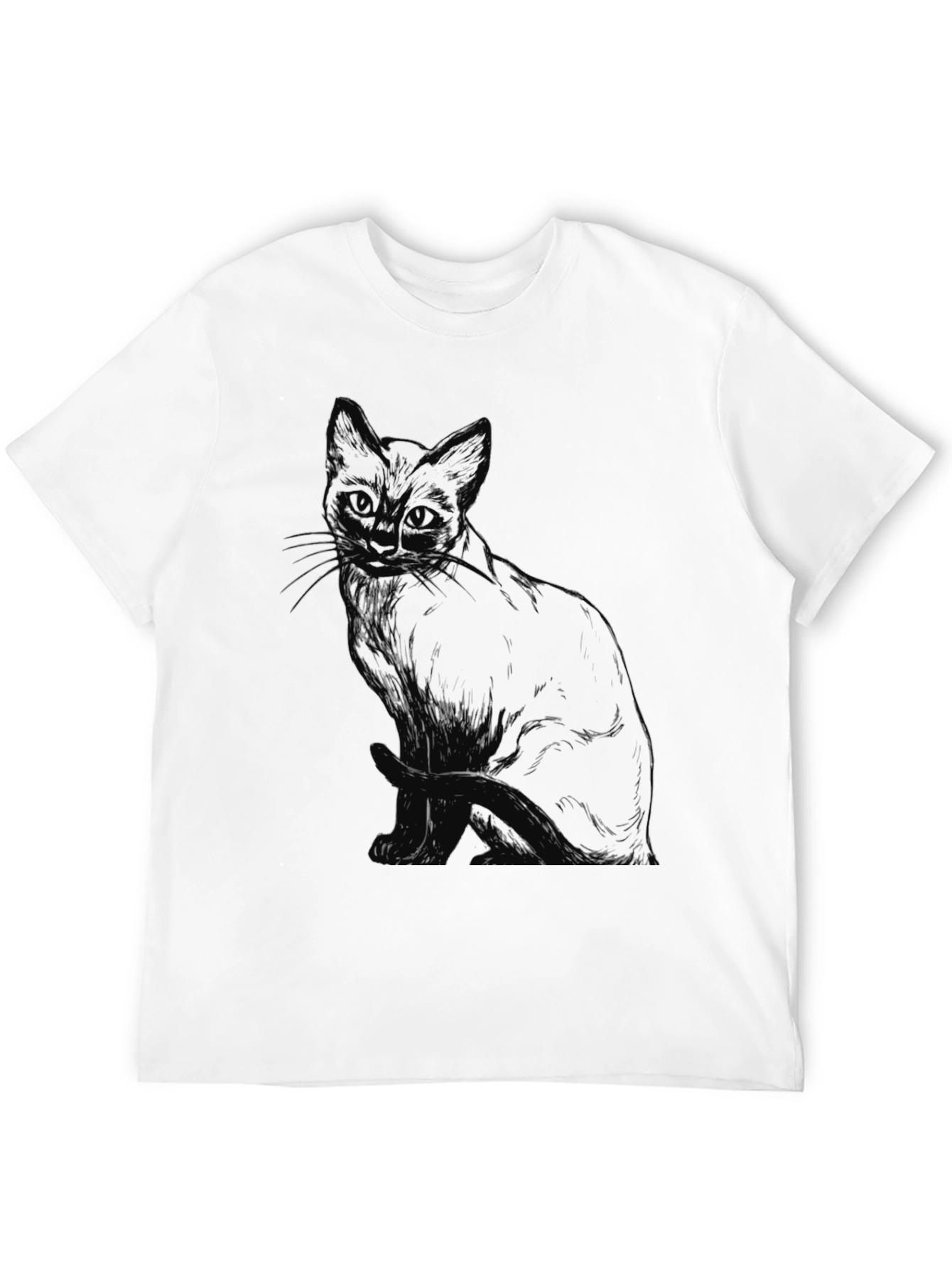 Black Black Cat Sketch Graphic T-Shirt view 12
