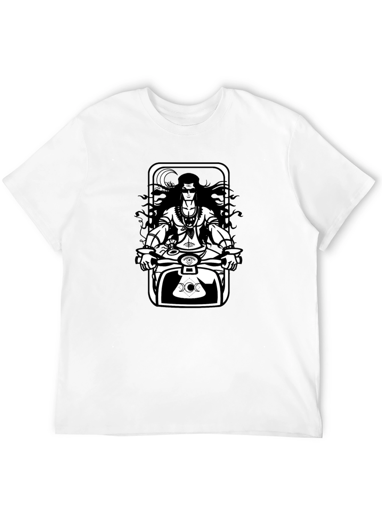 Black Shiva Motorbike Graphic Tee - Black Cotton Blend view 12